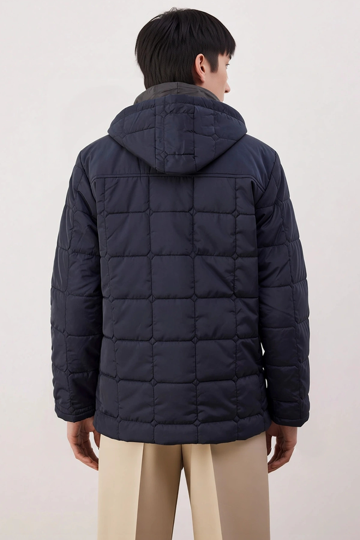 Erkek Kapüşonlu Standart Kol Düz Desen Dokuma Mont %100 Polyester Fonksiyonel Dayanıklı Şık