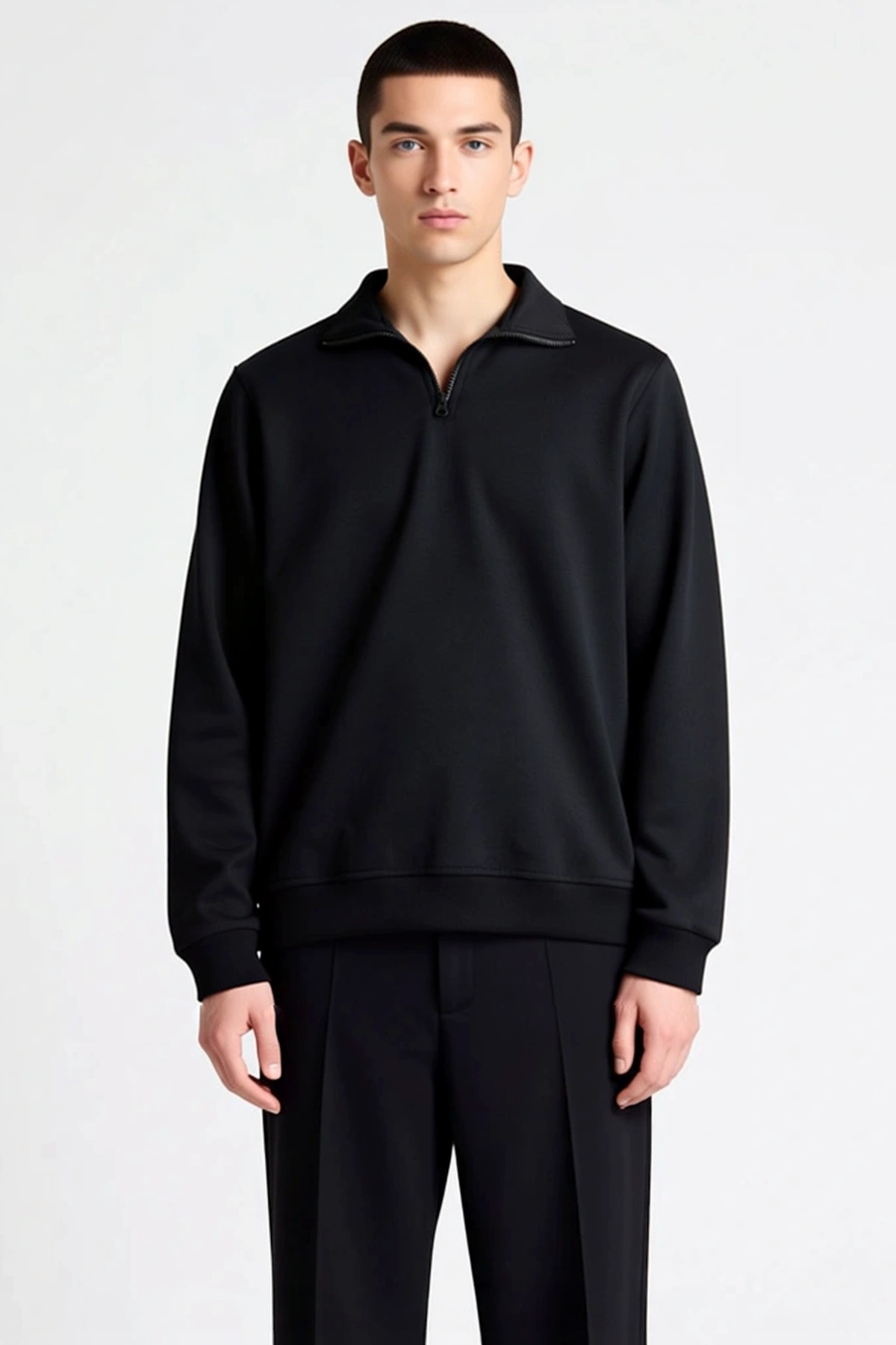 Erkek Dik Yaka Standart Kol Regular Kalıp Sweatshirt Fonksiyonel Dayanıklı Kaliteli Modern