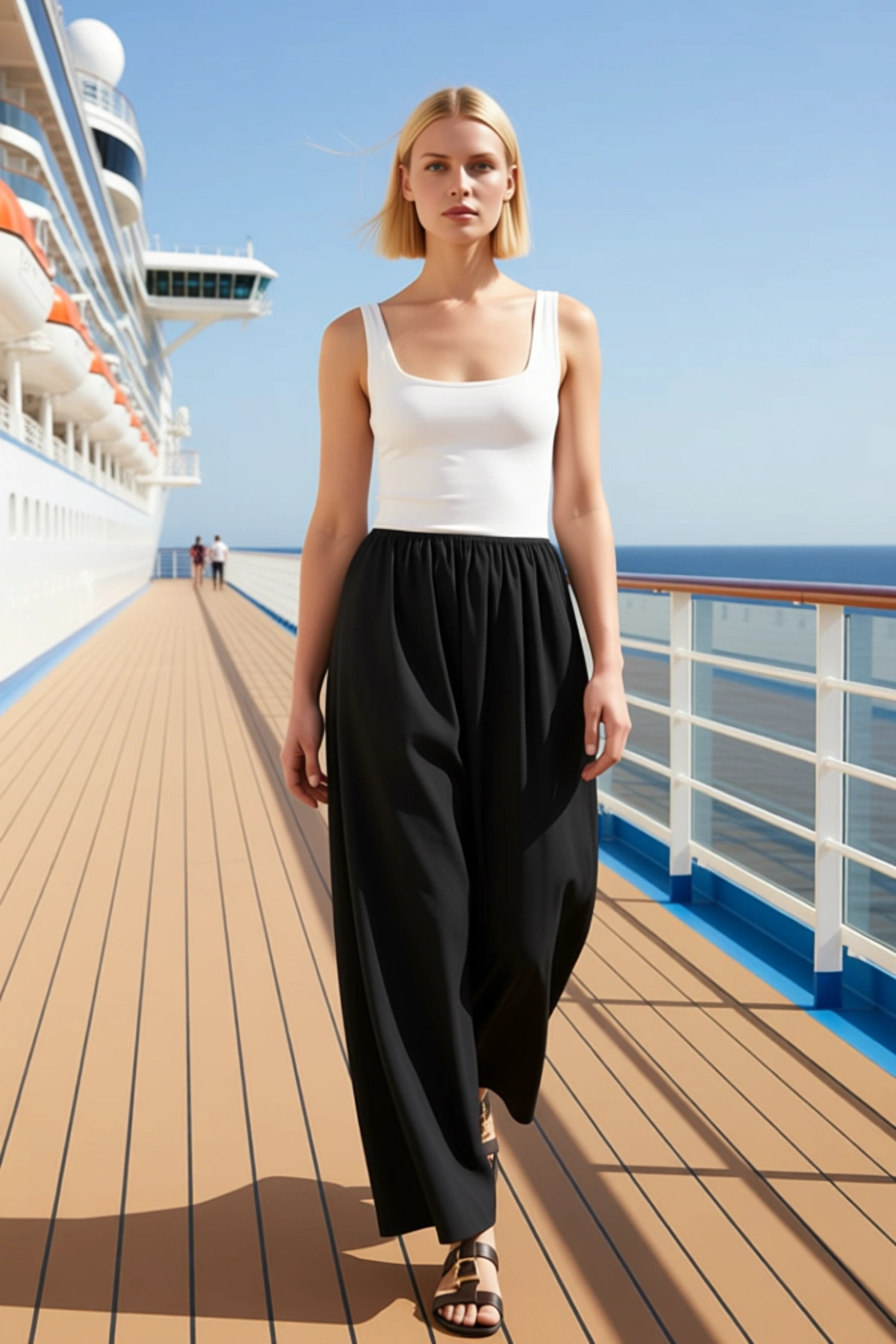 Alternative view of Kadın Kare Yaka Kolsuz Skater Kalıp Maxi Dokuma Elbise Fonksiyonel Dayanıklı Kaliteli Spor