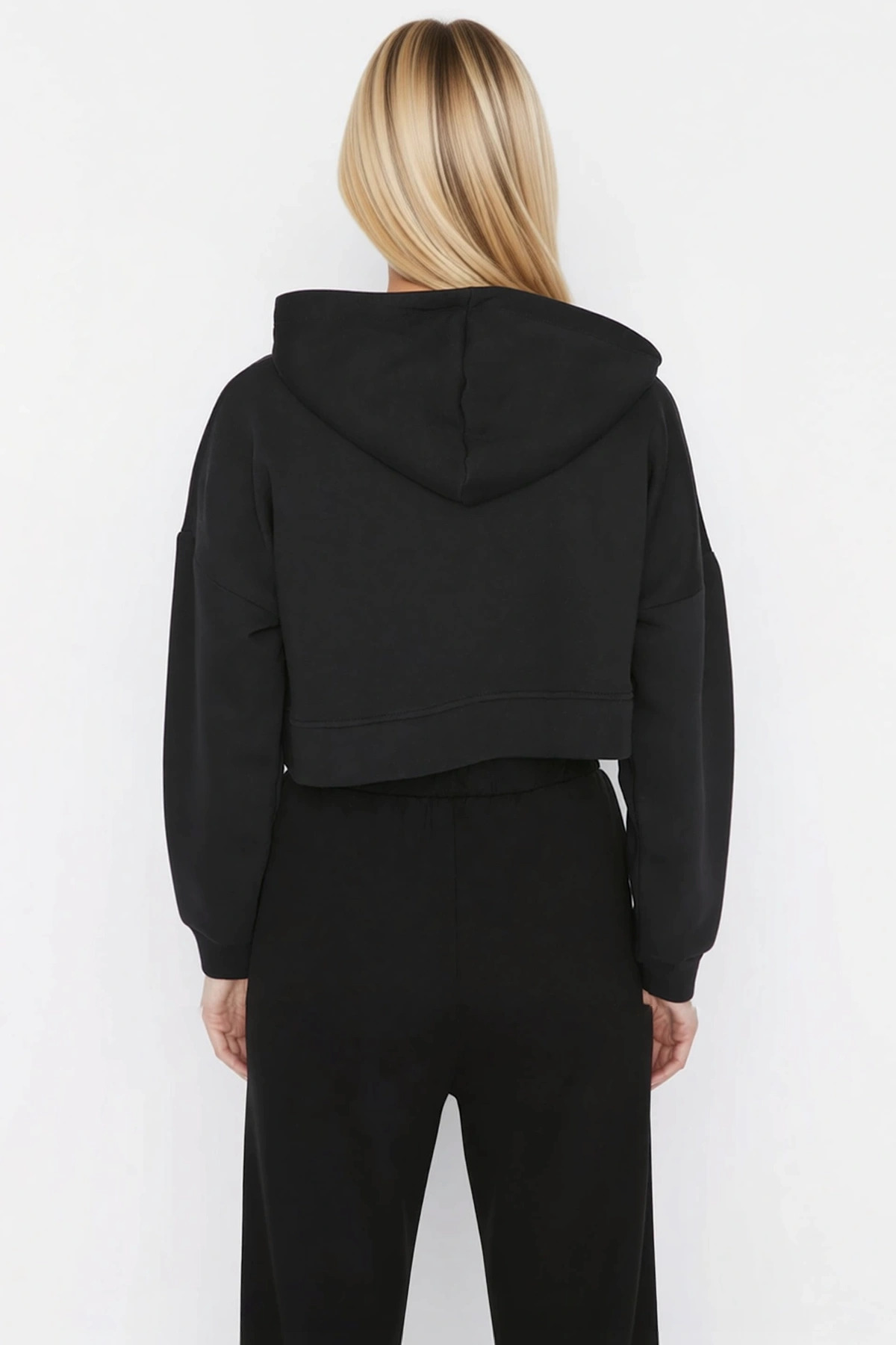 Kadın Kapüşonlu Fermuarlı Düşük Kol Örme Sweatshirt Fonksiyonel Dayanıklı Kaliteli Estetik