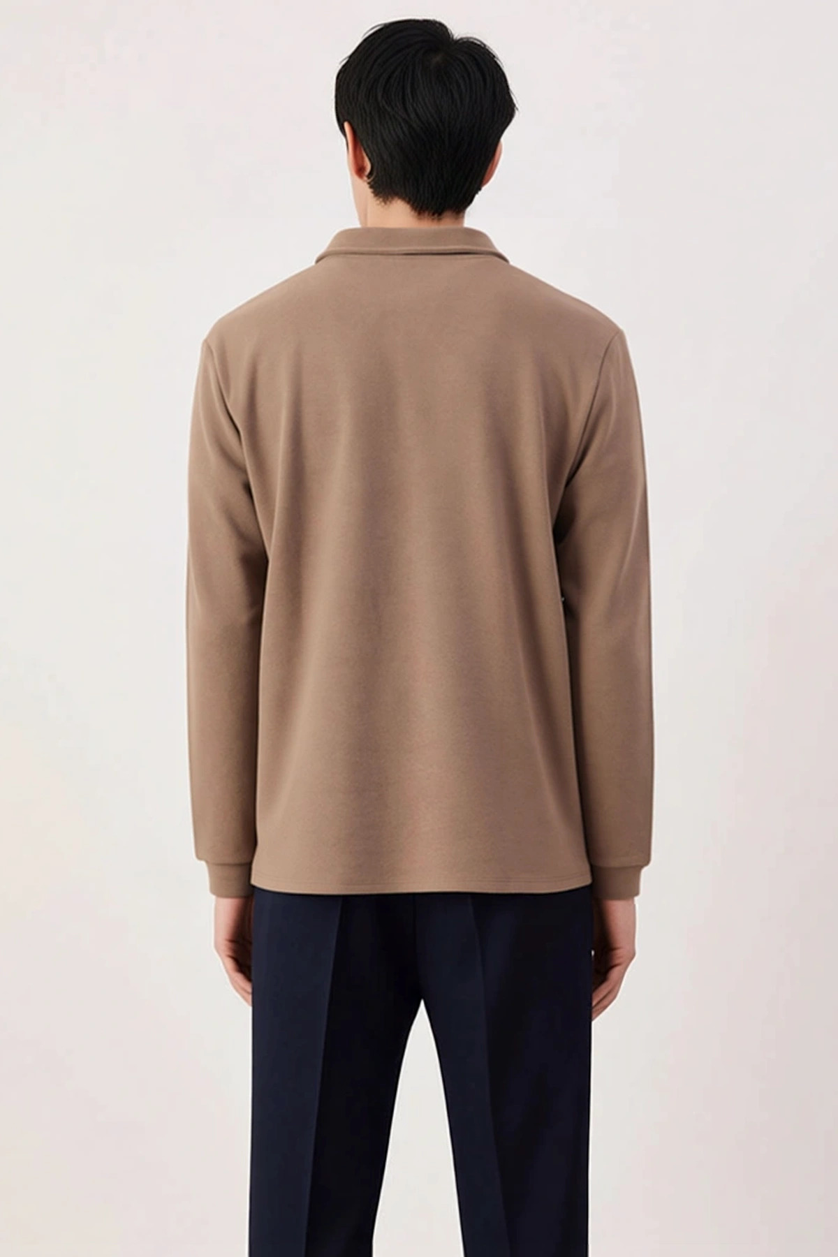 Erkek Polo Yaka Fermuarlı Cep Detaylı %100 Pamuk Sweatshirt Fonksiyonel Dayanıklı Kaliteli