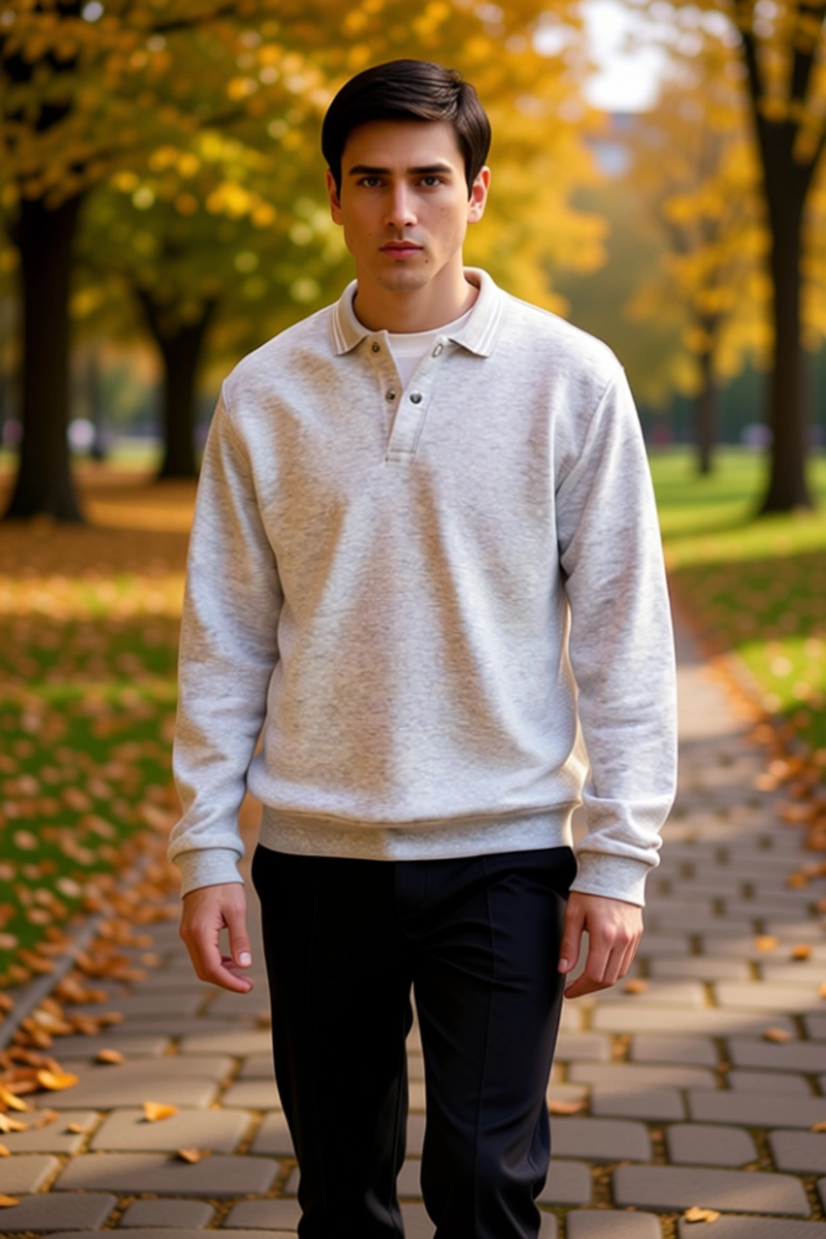 Erkek Polo Yaka Standart Kol Regular Kalıp Örme Sweatshirt Fonksiyonel Dayanıklı Kaliteli Şık