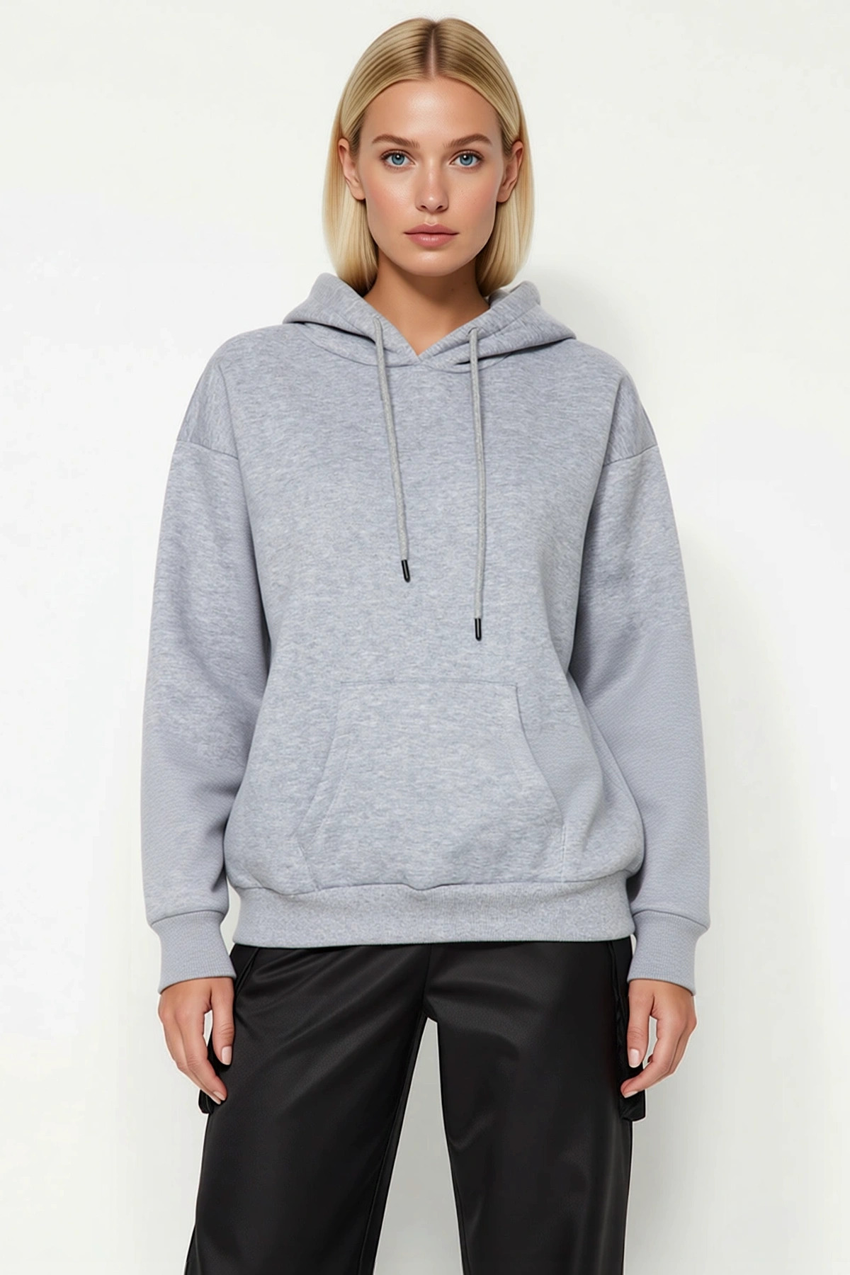 Kadın Kapüşonlu Düşük Kol Oversize Sweatshirt Fonksiyonel Dayanıklı Kaliteli Konforlu Spor