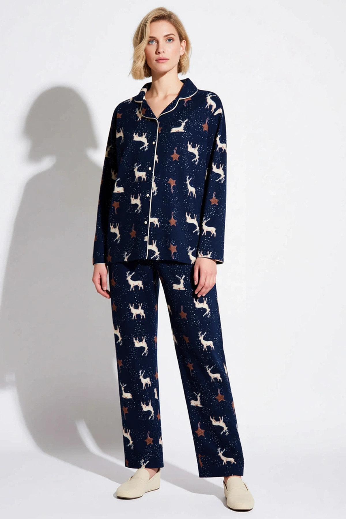 Kadın Gömlek Yaka Uzun Kol Regular Kalıp Polar Pijama Takımı Fonksiyonel Dayanıklı Estetik