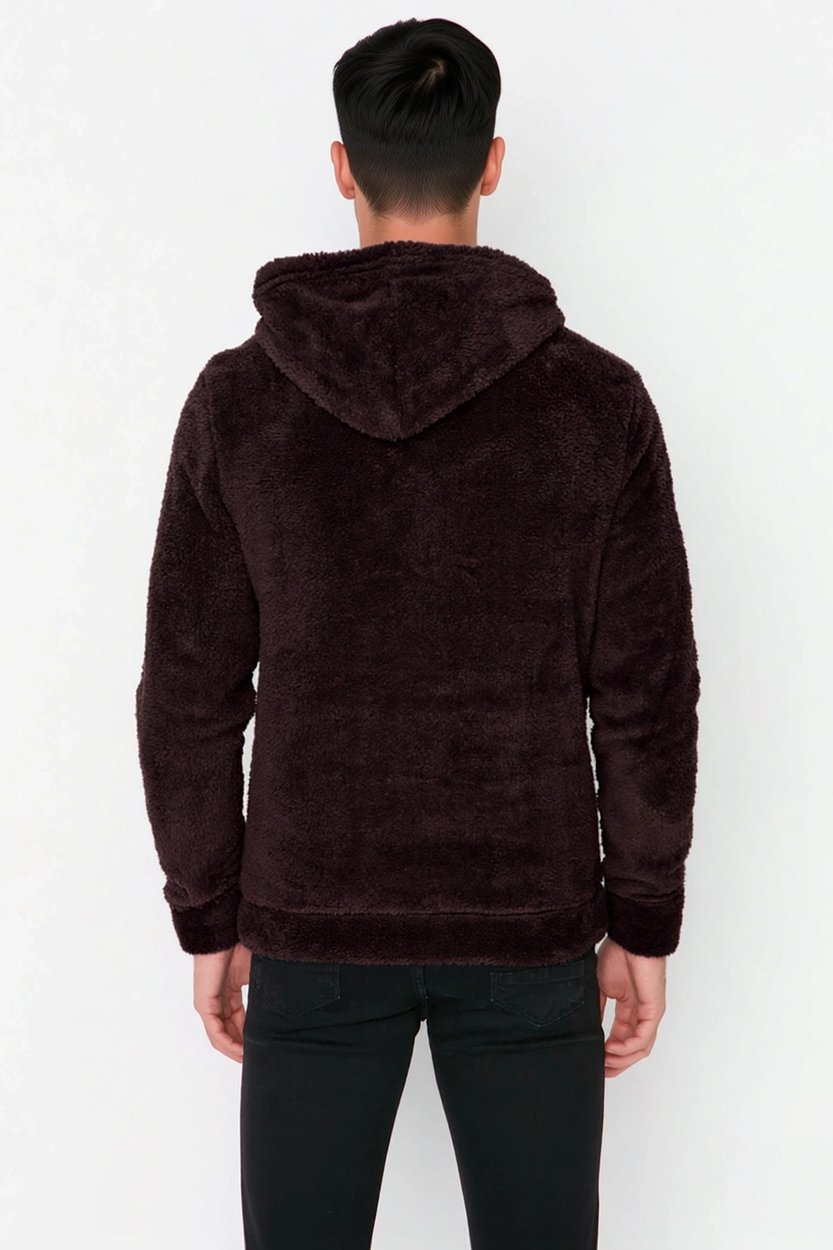 Erkek Kapüşonlu Standart Kol Regular Kalıp Peluş Sweatshirt Fonksiyonel Dayanıklı Kaliteli