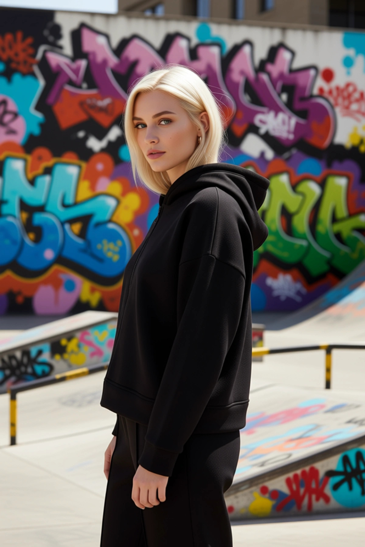 Kadın Kapüşonlu Düşük Kol Oversize Crop Sweatshirt Fonksiyonel Dayanıklı Kaliteli Konforlu