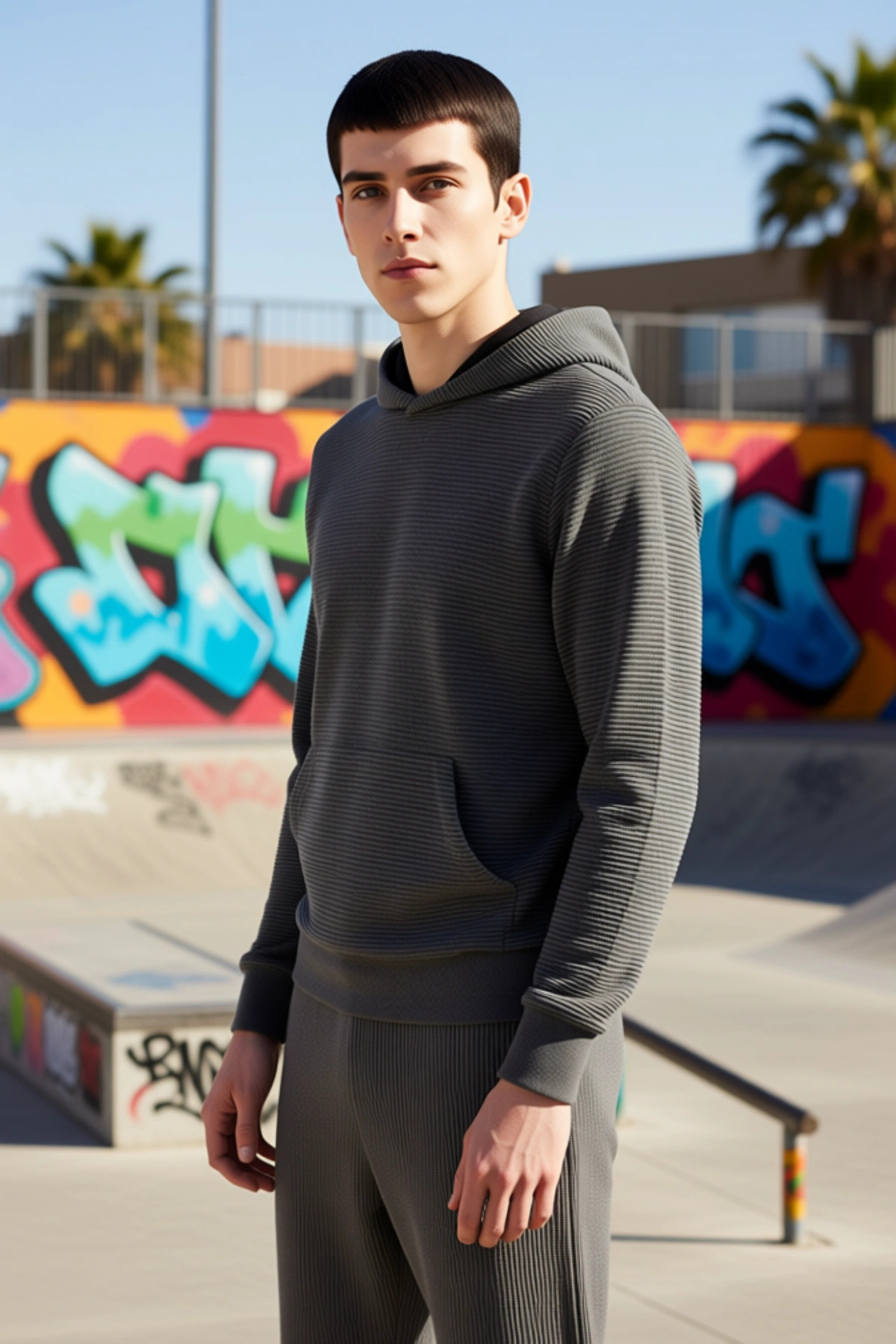 Erkek Kapüşonlu Standart Kol Ottoman Dokuma Regular Kalıp Sweatshirt Fonksiyonel Dayanıklı