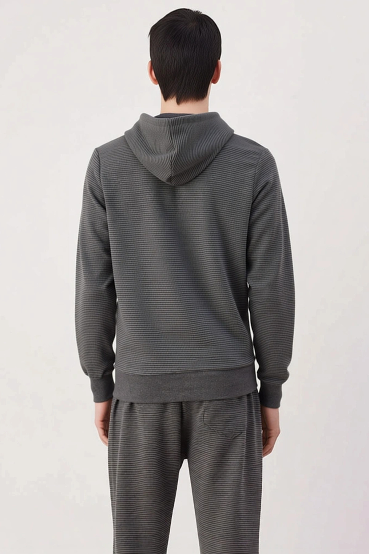 Erkek Kapüşonlu Standart Kol Ottoman Dokuma Regular Kalıp Sweatshirt Fonksiyonel Dayanıklı