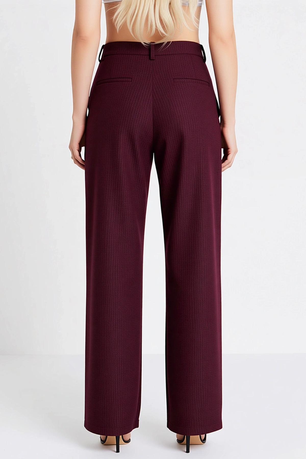 Kadın Alt Üst Peplum Kesim Kolsuz Bluz Ve Geniş Paça Pantolon İki Parça Dokuma Takım Gün Boyu Spor