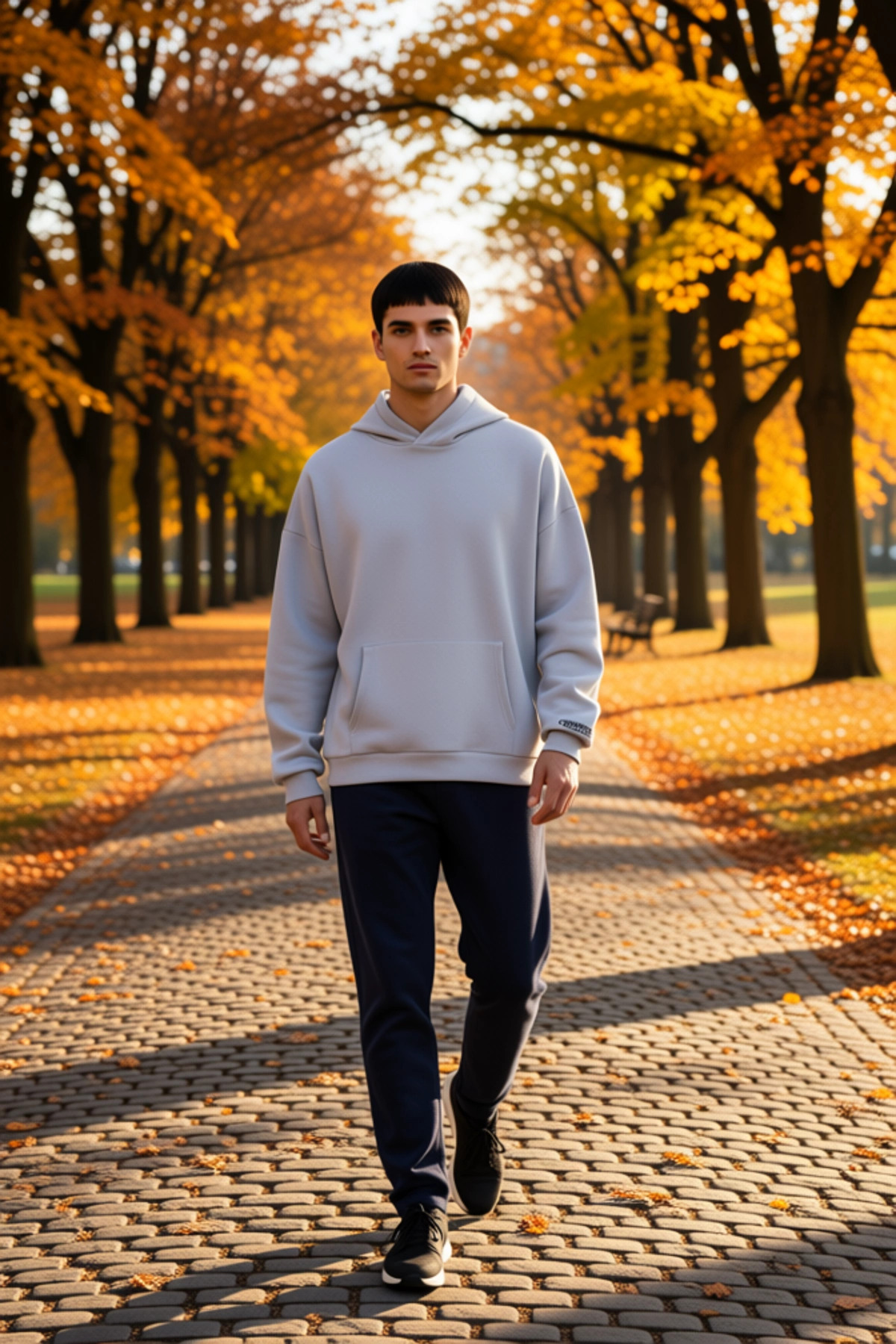 Erkek Kapüşonlu Standart Kol Oversize Kalıp Slogan Desenli Sweatshirt Fonksiyonel Kaliteli