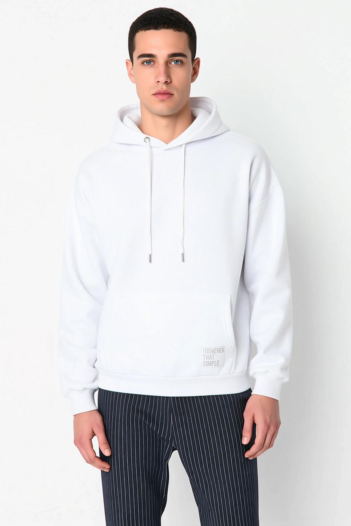 Erkek Kapüşonlu Düşük Kol Uzun Kollu Oversize Kalıp Sweatshirt Fonksiyonel Dayanıklı Rahat