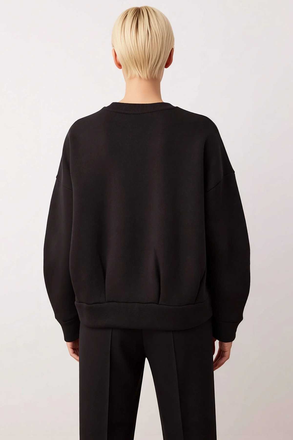 Kadın Bisiklet Yaka Düşük Kol Geniş Kalıp Örme Sweatshirt Fonksiyonel Dayanıklı Kaliteli Şık