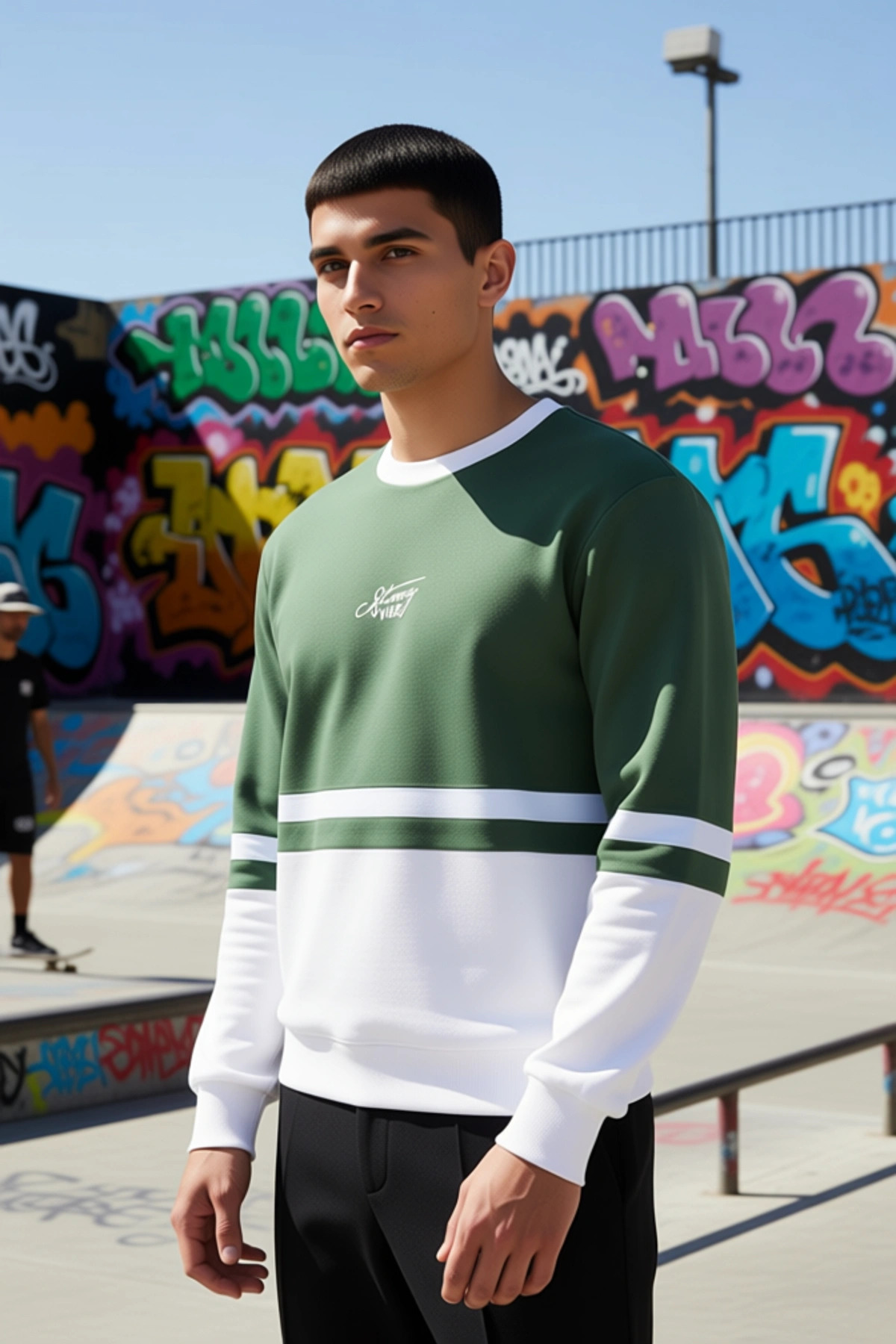 Erkek Bisiklet Yaka Standart Kol Panelli Sweatshirt %61 Pamuk %39 Polyester Fonksiyonel Şık
