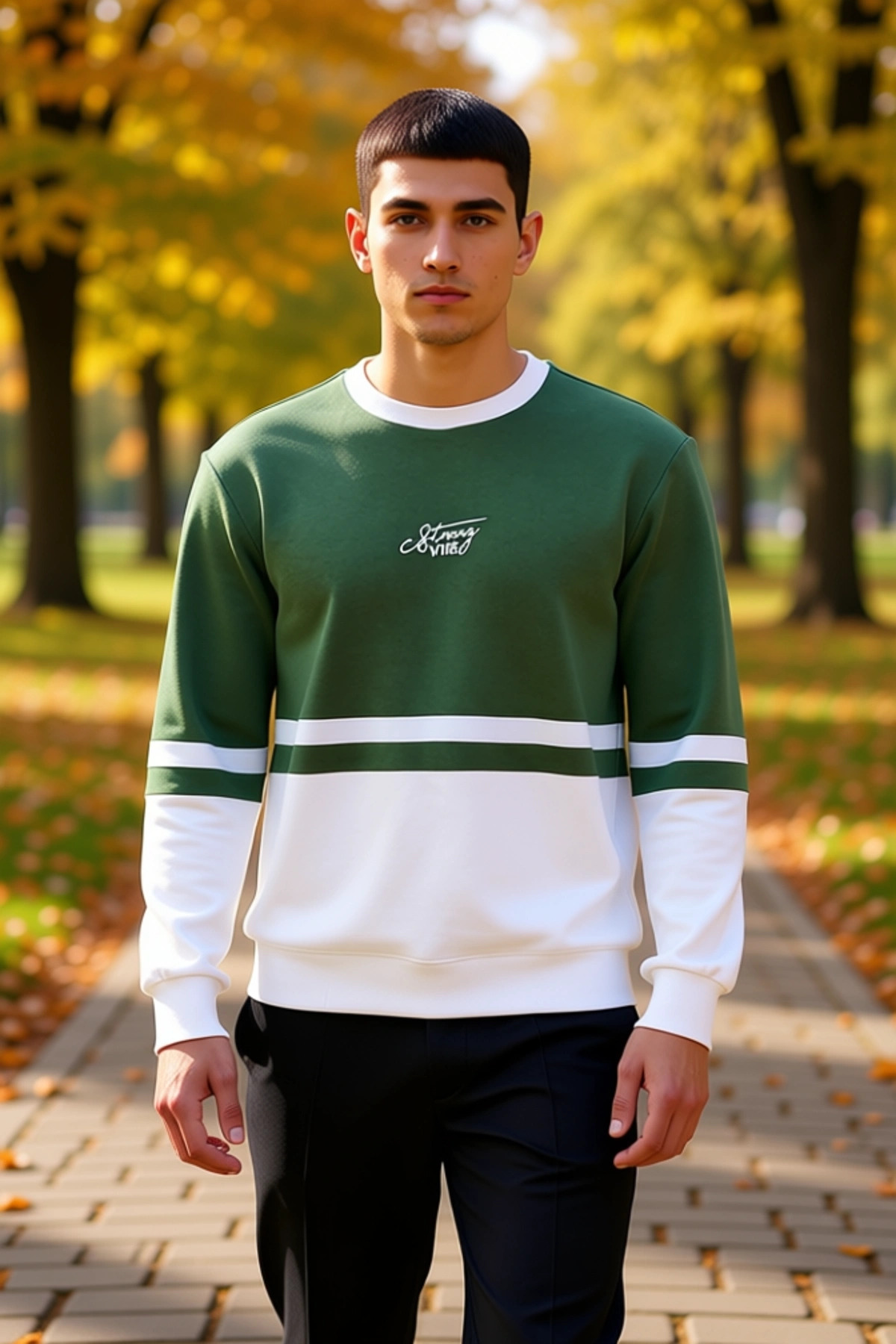 Erkek Bisiklet Yaka Standart Kol Panelli Sweatshirt %61 Pamuk %39 Polyester Fonksiyonel Şık