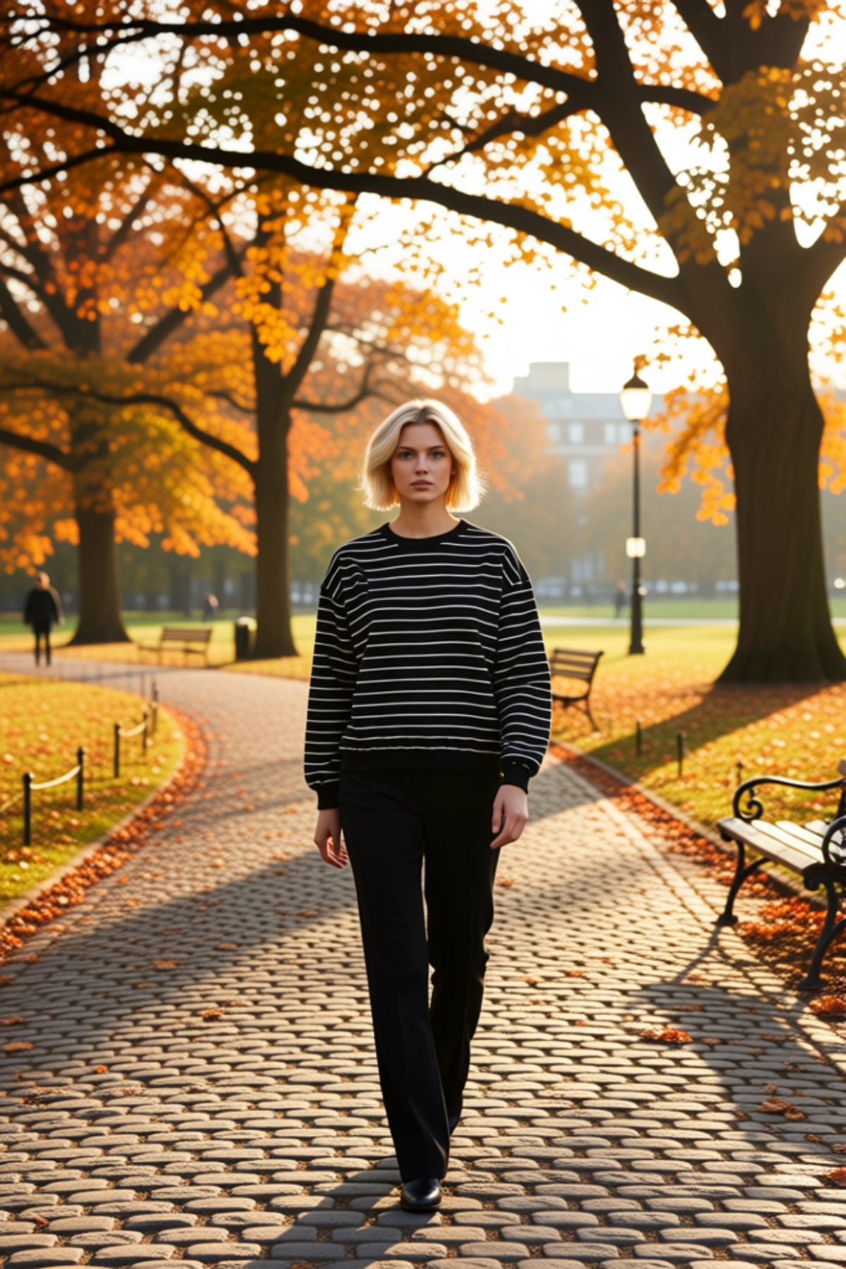 Kadın Bisiklet Yaka Düşük Kol Çizgili Regular Örme Sweatshirt Fonksiyonel Dayanıklı Modern
