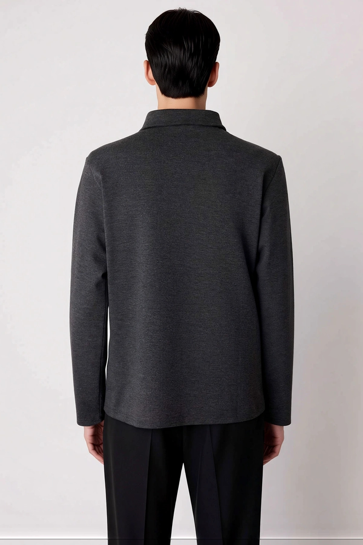 Erkek Polo Yaka Fermuarlı Standart Kol Sweatshirt Fonksiyonel Dayanıklı Kaliteli Konforlu Şık