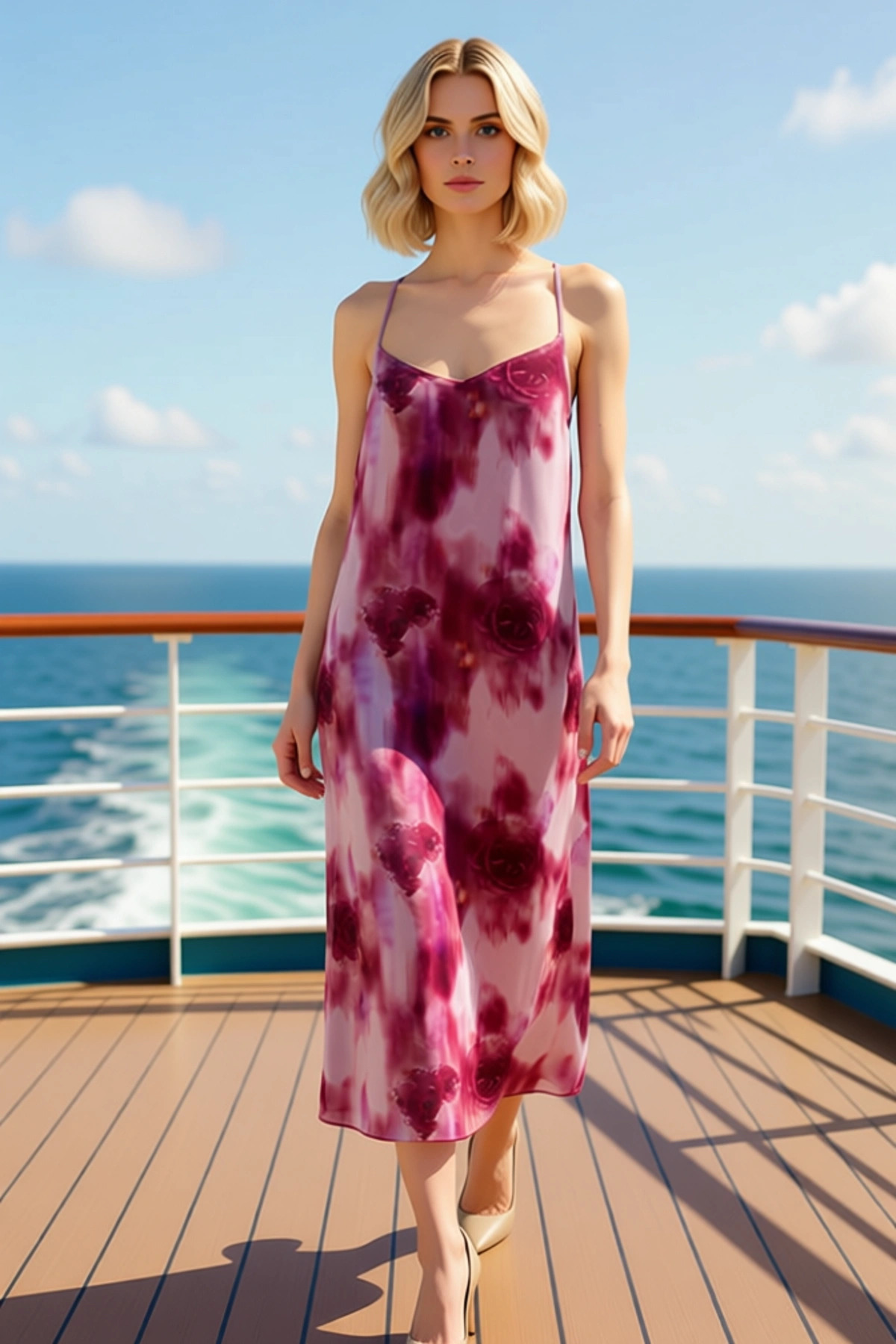 Alternative view of Kadın V Yaka Kolsuz A Kesim Şifon Maxi Elbise Fonksiyonel Dayanıklı Estetik