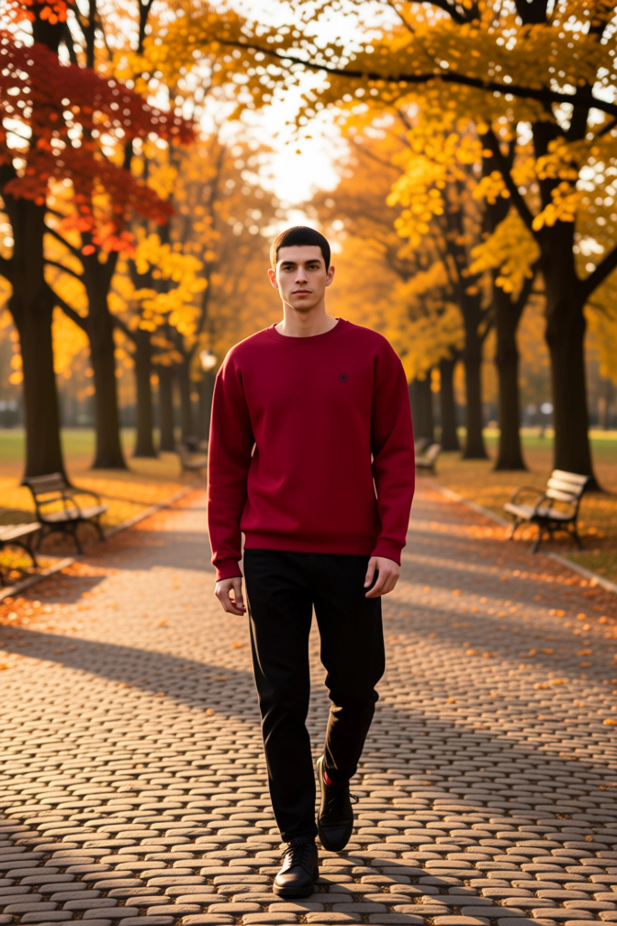 Erkek Bisiklet Yaka Standart Kol Oversize Kalıp 3 İplik Penye Şardonlu Sweatshirt Kaliteli
