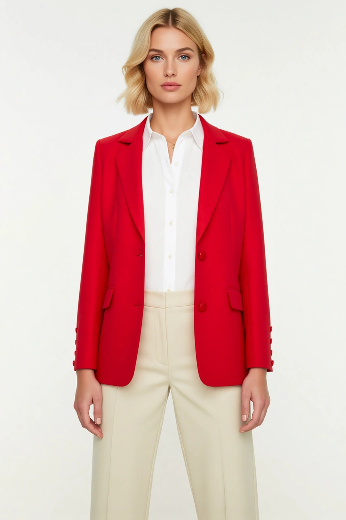 Kadın Regular Ceket Yaka Uzun Kol Standart Kol Düz Desen Blazer Ceket Fonksiyonel Kaliteli
