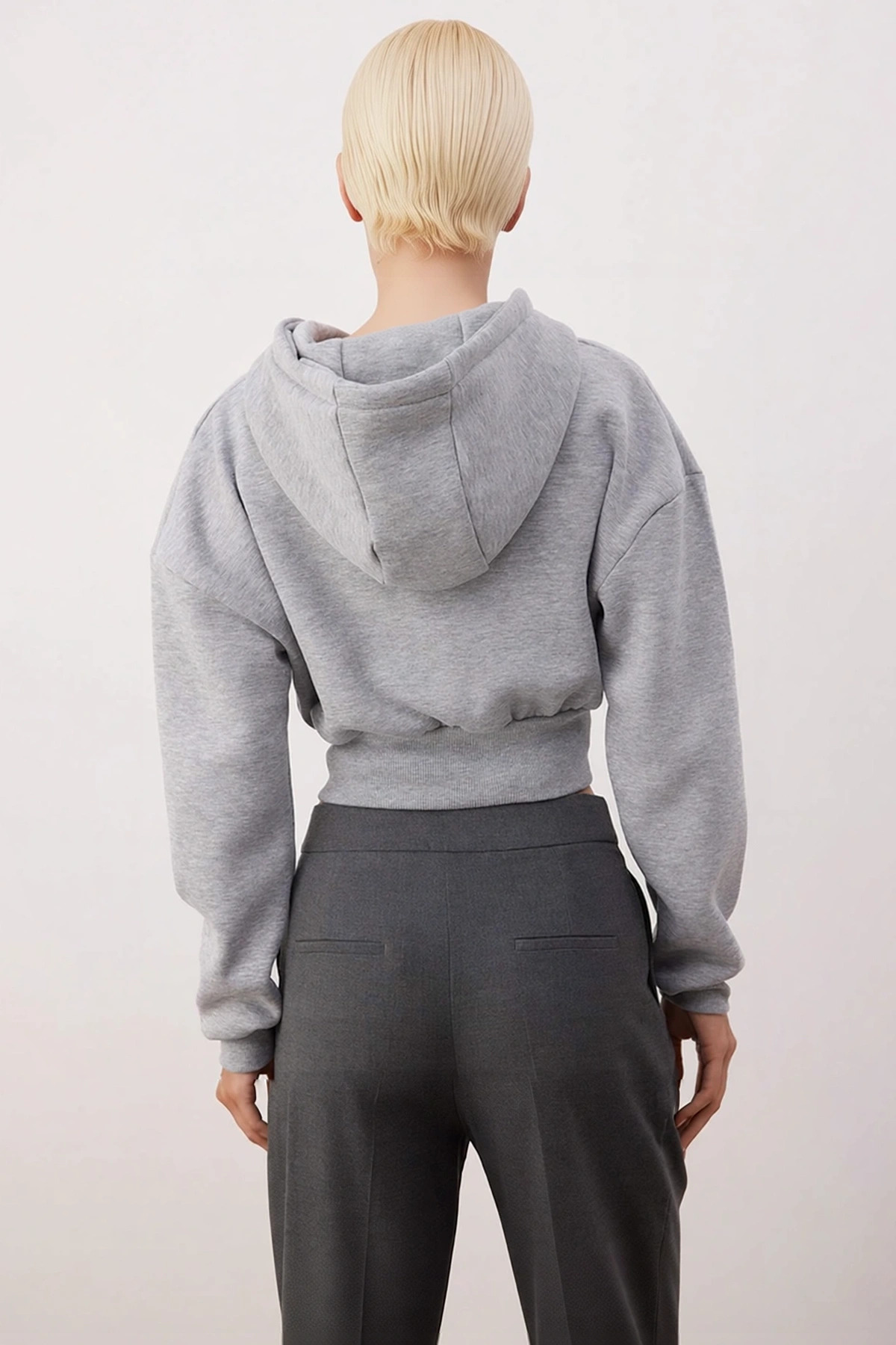 Kadın Kapüşonlu Fermuarlı Uzun Kollu Örme Sweatshirt Fonksiyonel Dayanıklı Kaliteli Modern