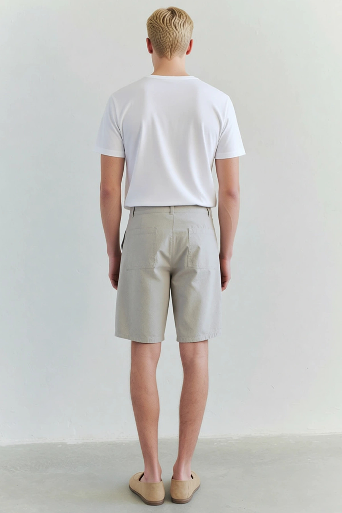 Erkek Büyük Beden Şort Kapri Gabardin Oversize Fit Yüksek Bel Kemer Detaylı Düz Desen Boru