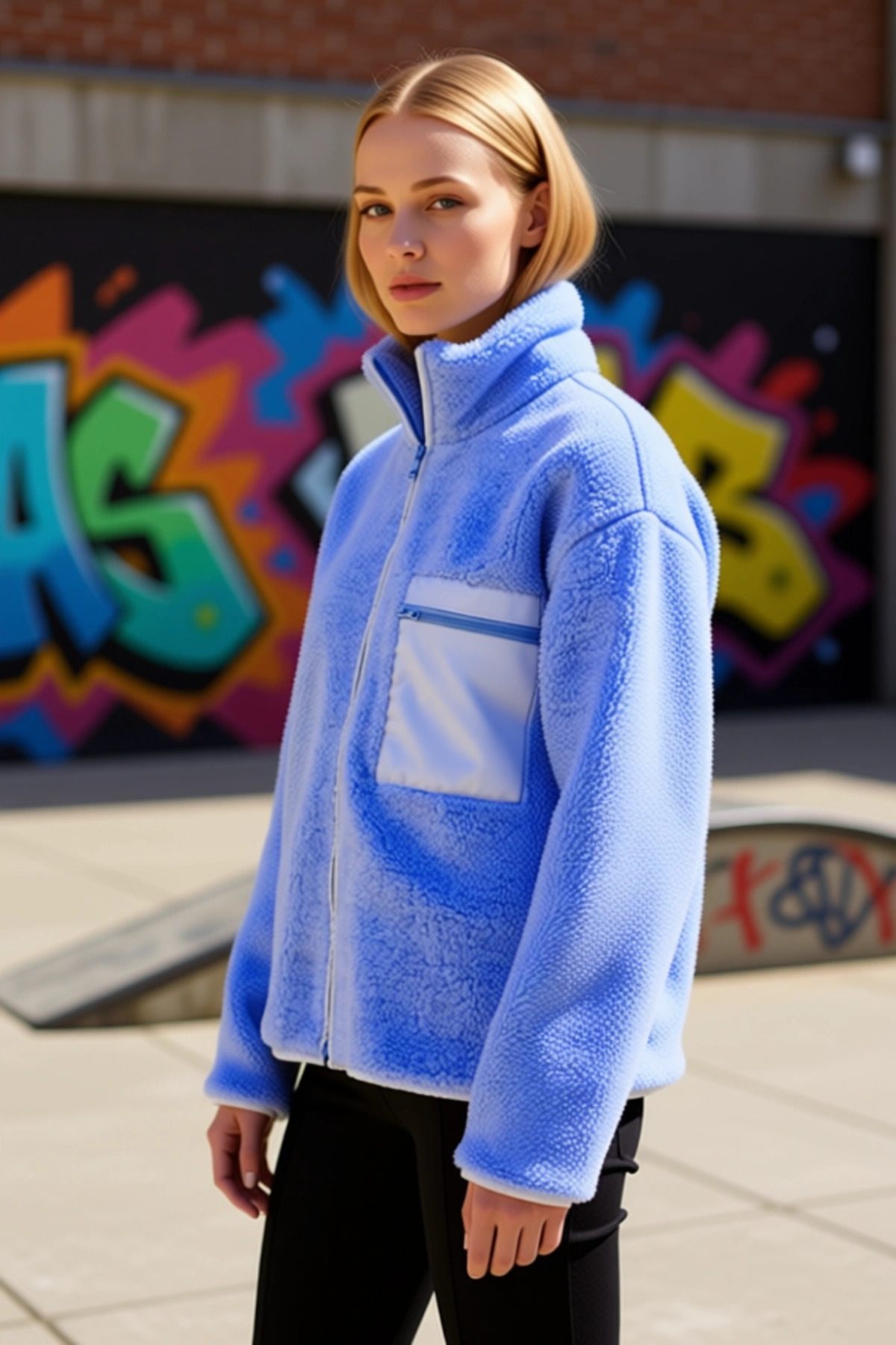 Kadın Dik Yaka Düşük Kol Tam Fermuarlı Peluş Sweatshirt Fonksiyonel Dayanıklı Kaliteli Şık