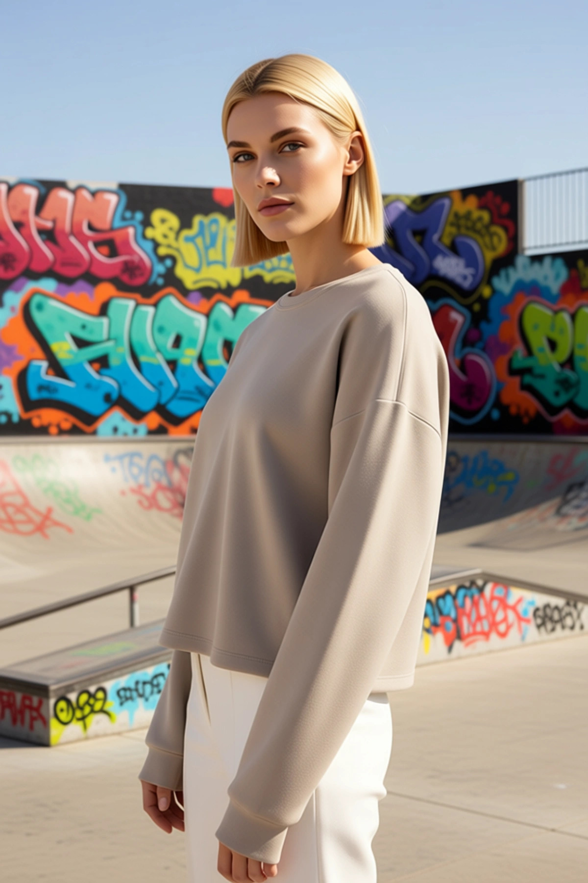 Kadın Bisiklet Yaka Standart Kol Crop Örme Sweatshirt Fonksiyonel Dayanıklı Kaliteli Rahat