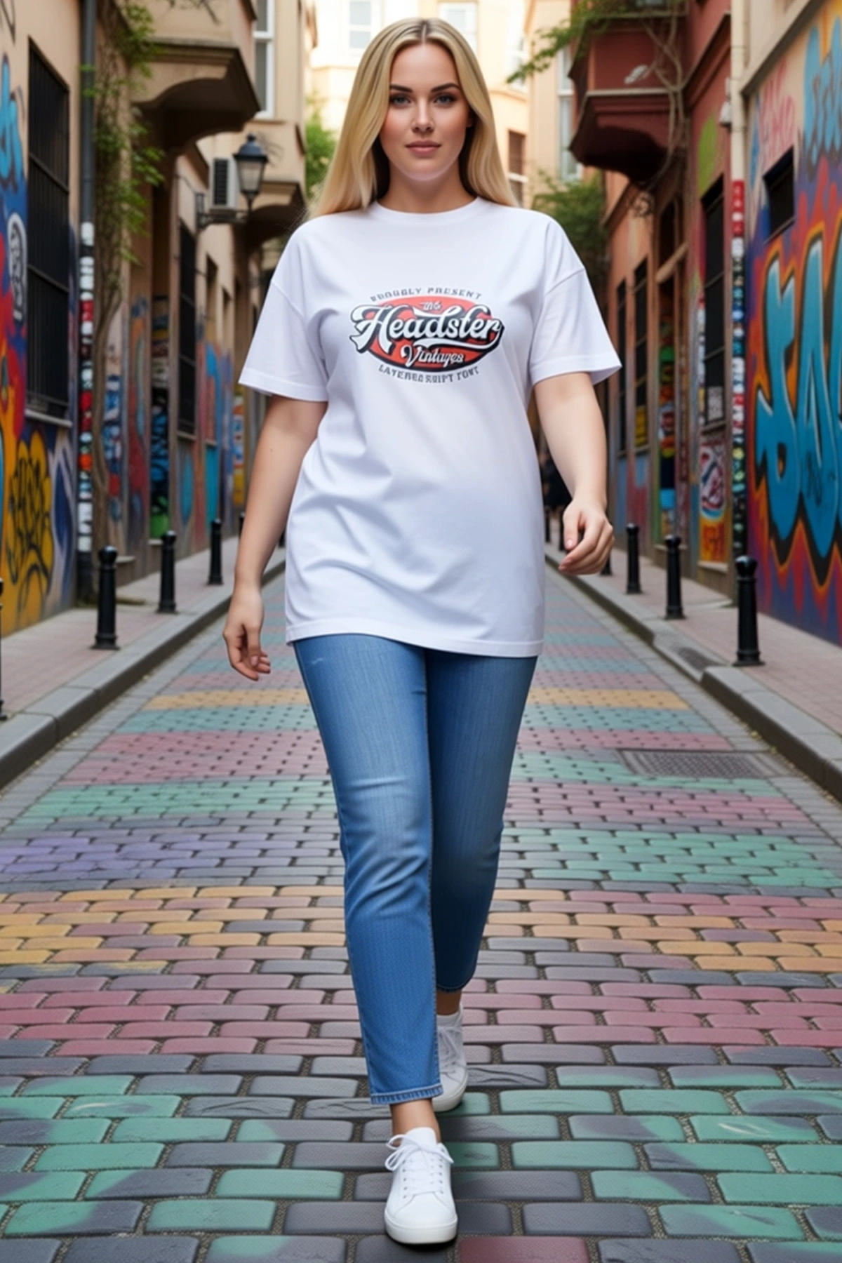 Kadın Bisiklet Yaka Oversize Kısa Kollu Düşük Omuz Vintage Yazı Baskılı Rahat Günlük Tişört Modern