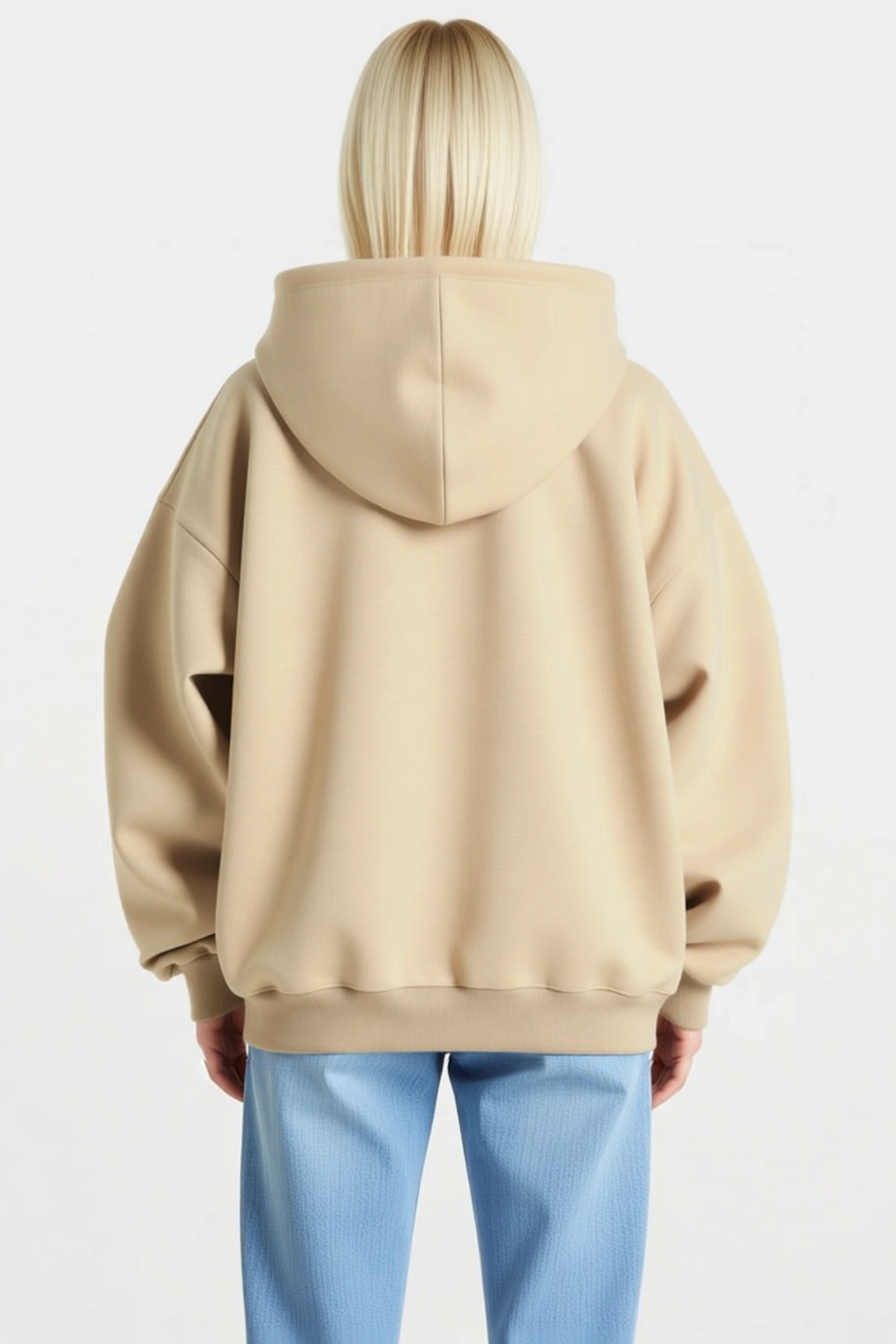 Kadın Kapüşonlu Pamuklu Üç İplik Unisex Sweatshirt Bağcıklı Kanguru Cepli Ribanalı Kalıp Günlük