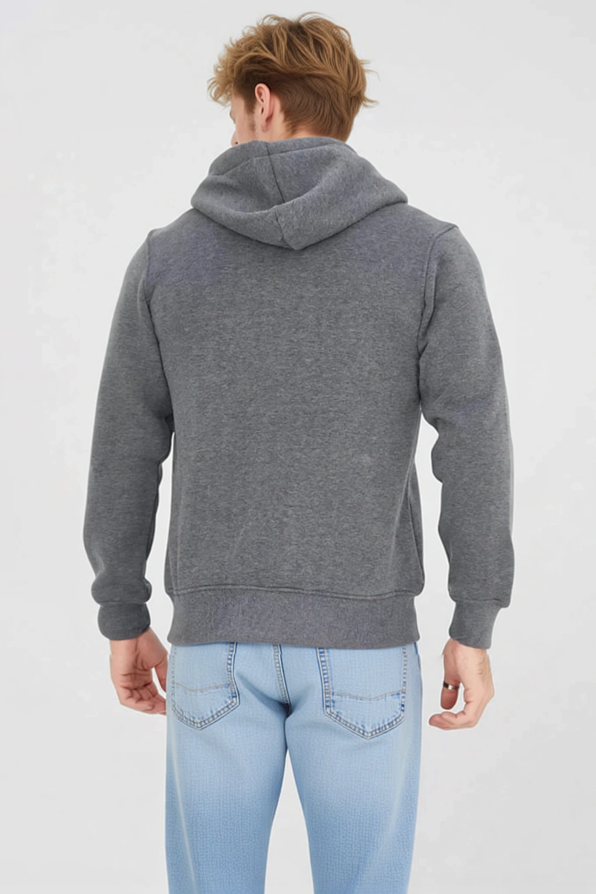 Erkek Tam Fermuarlı Kapüşonlu Unisex Sweatshirt Kanguru Cepli Bağcıklı Ribanalı Uzun Kollu Günlük