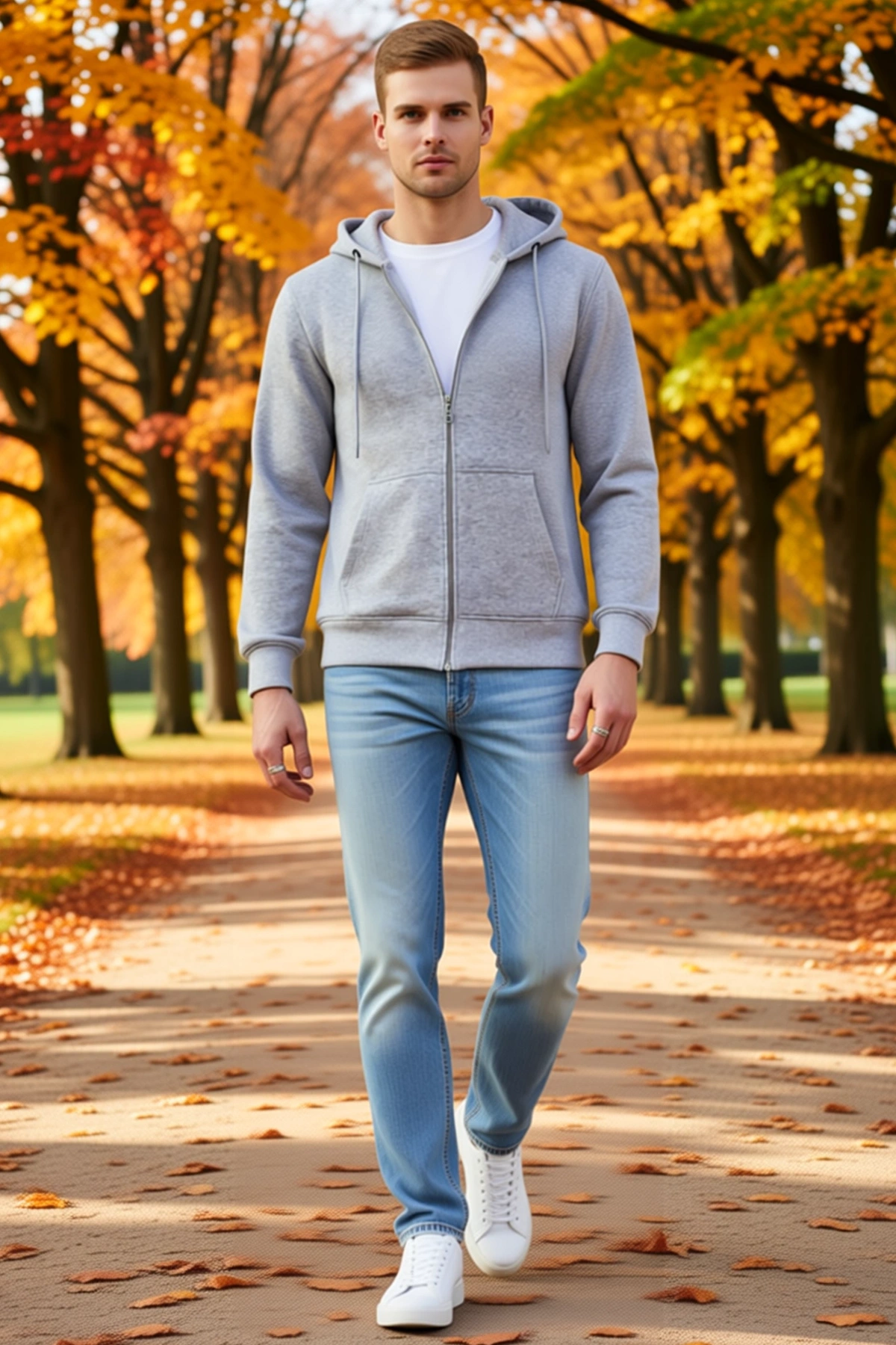 Erkek Tam Fermuarlı Kapüşonlu Unisex Sweatshirt Cepli Bağcıklı Ribanalı Uzun Kollu Rahat Kalıp Basic