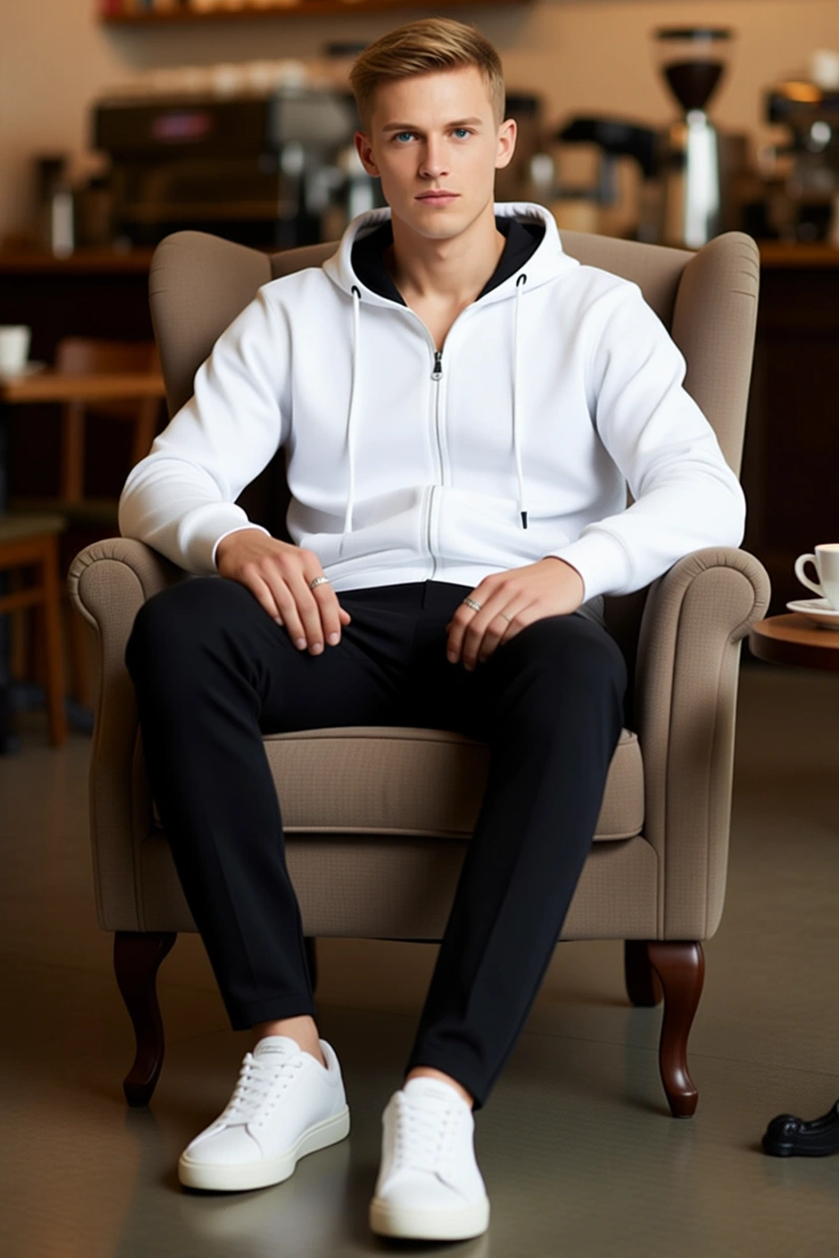 Erkek Tam Fermuarlı Kapüşonlu Unisex Sweatshirt Çift Cepli Bağcıklı Ribanalı Uzun Kollu Sezonluk