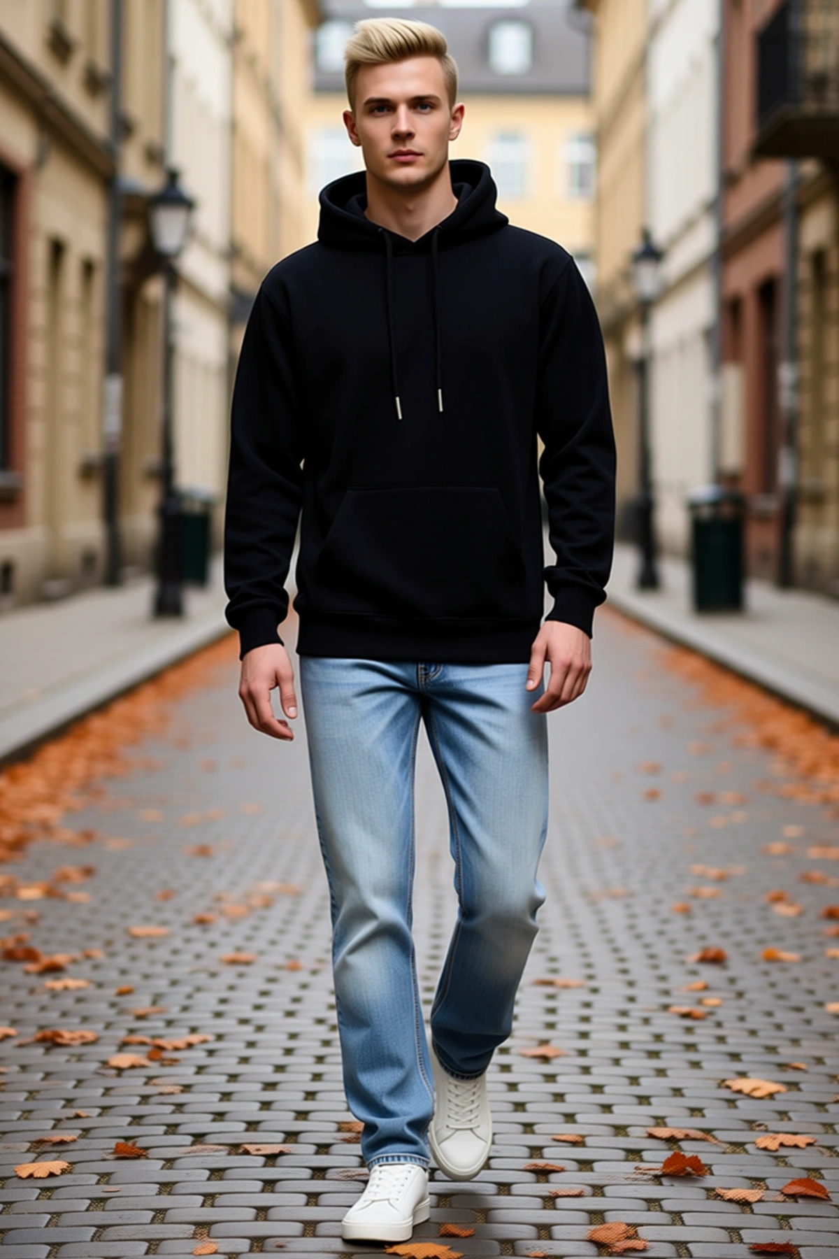 Erkek Basic Kapşonlu Sweatshirt Düz Model Uzun Kol Bağcıklı Kanguru Cep Ribanalı Bilek Rahat Stil