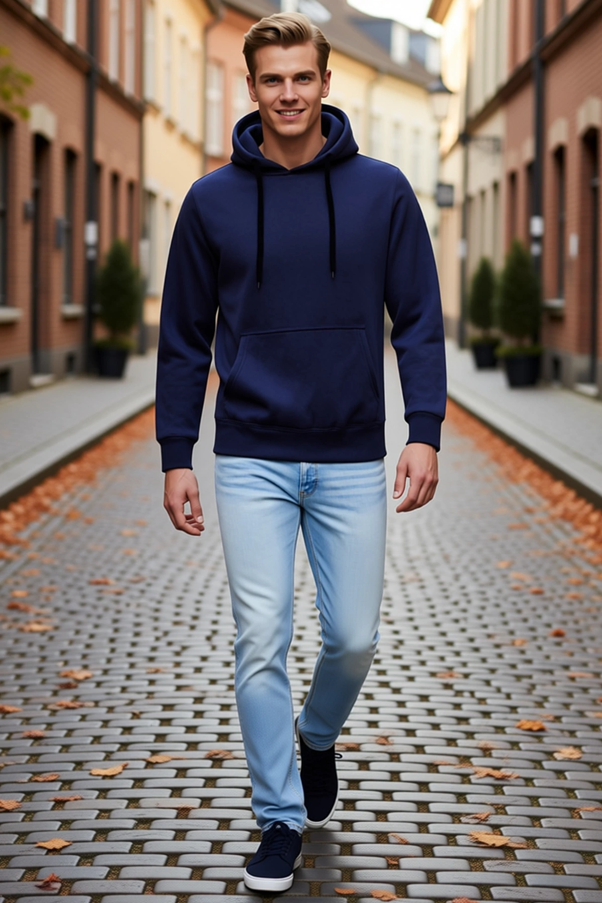 Erkek Uzun Kollu Basic Hoodie Kapşonlu Düz Sweatshirt Ribana Bitişli Kanguru Cepli Sezonluk Rahat