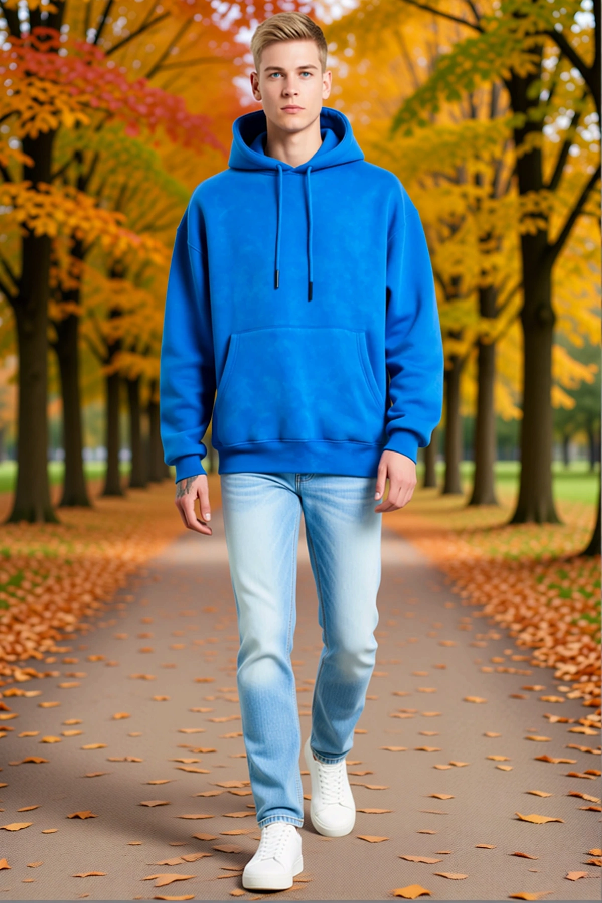 Erkek Double Oversize Kapüşonlu Yıkamalı Sweatshirt Kanguru Cepli Bağcıklı Uzun Kollu Salaş Günlük
