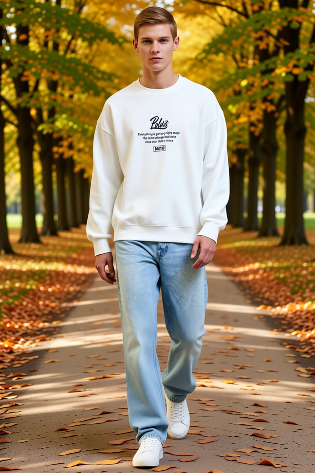 Erkek Kışlık Bisiklet Yaka Ön Ve Arka Baskılı Oversize Sweatshirt Yazılı Düşük Omuz Uzun Kollu Rahat