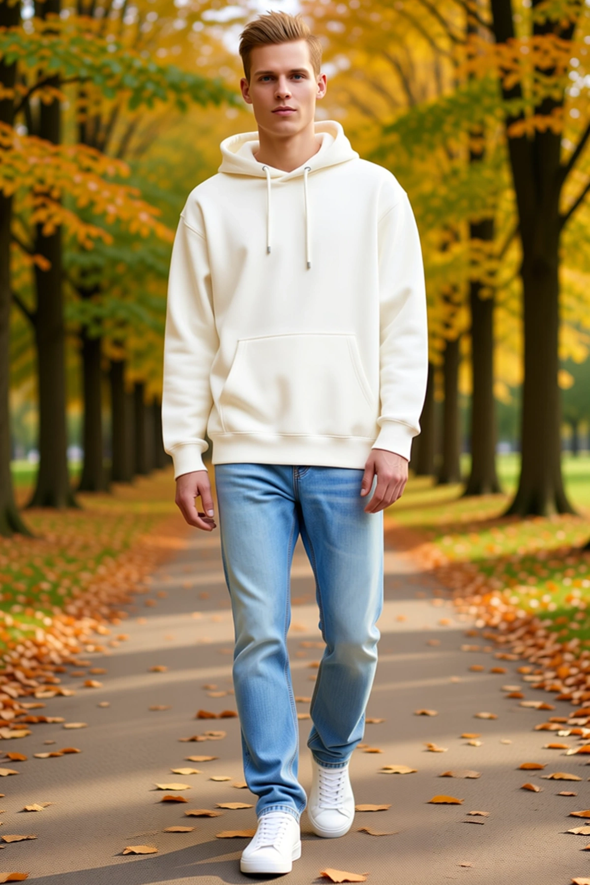 Erkek Üç İplik Penye Kapşonlu Basic Sweatshirt Bağcıklı Kanguru Cepli Oversize Düşük Omuz Konforlu