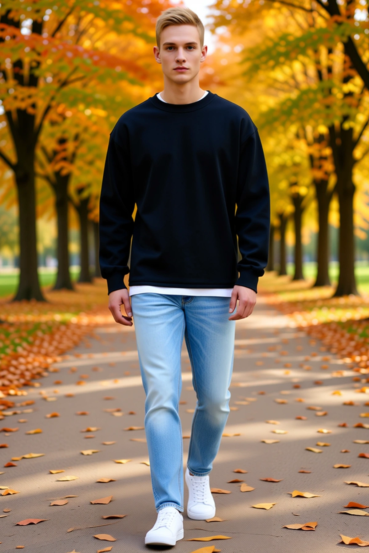 Erkek Kışlık Bisiklet Yaka Üç İplik Oversize Basic Sweatshirt Düşük Omuzlu Ribanalı Rahat Kesim