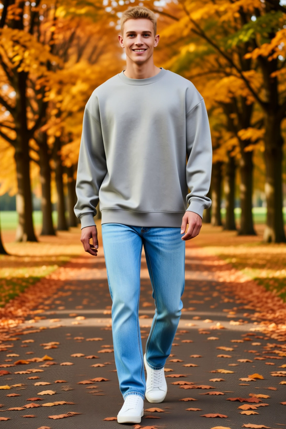 Erkek Kışlık Bisiklet Yaka Üç İplik Salaş Kalıp Basic Sweatshirt Ribanalı Kol Ucu Düşük Omuz Günlük