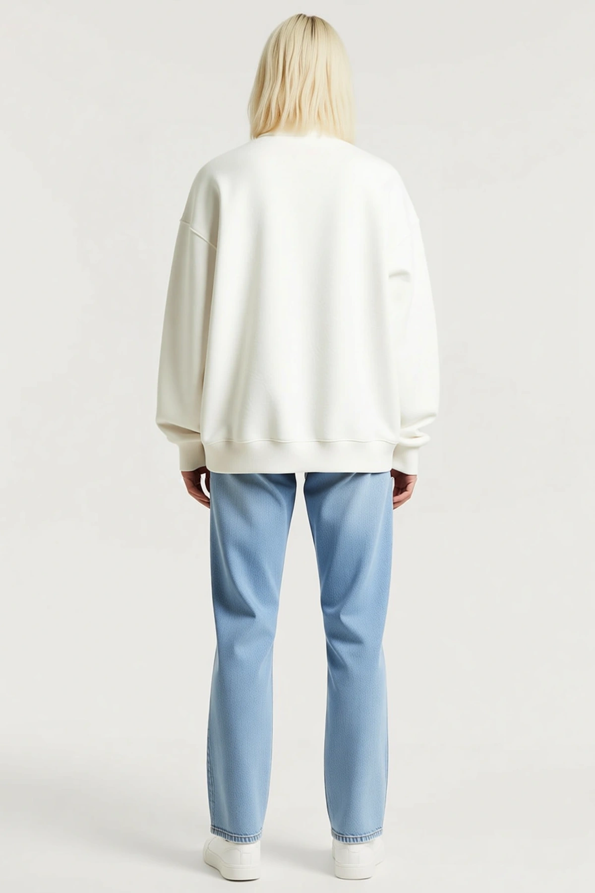 Kadın Uzun Kollu Yarım Fermuarlı Dik Yakalı Basic Sweatshirt Salaş Kalıp Düşük Omuz Konforlu Modern