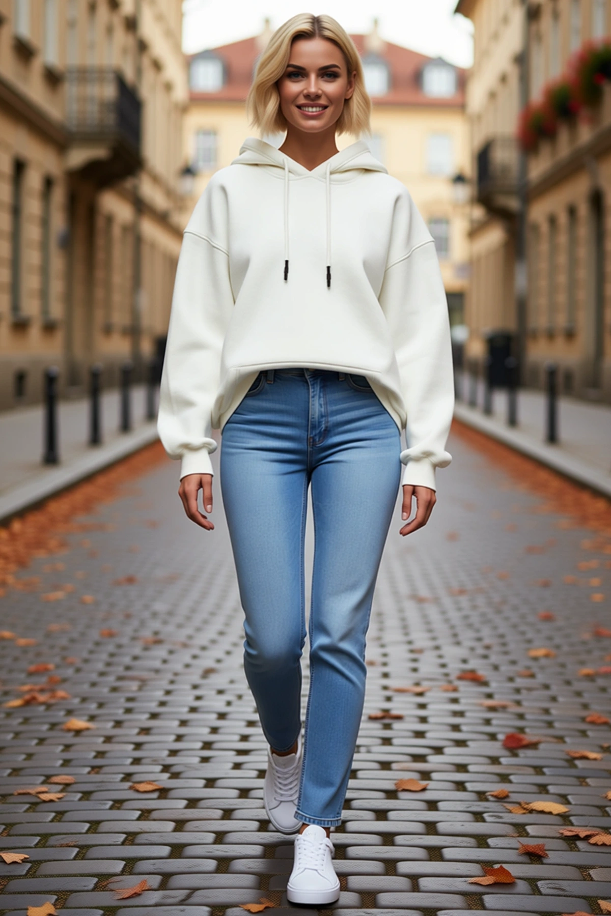 Kadın Kapşonlu Üç İplik Penye Basic Sweatshirt Kordonlu Kanguru Cepli Düşük Omuz Oversize Uzun Boy