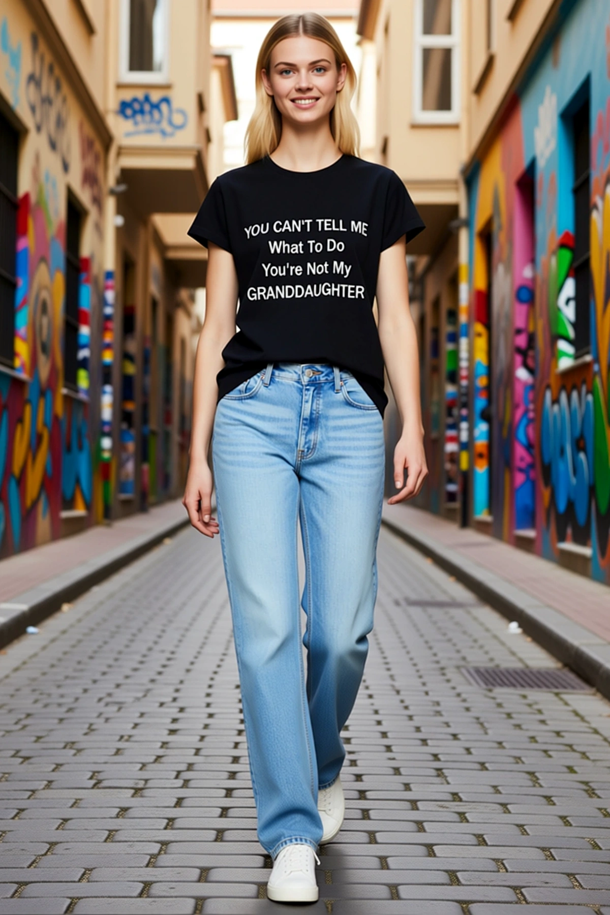Kadın Slogan Yazılı Bisiklet Yaka Kısa Kollu Rahat Kalıp Günlük Kullanıma Uygun Basic Tişört Modeli