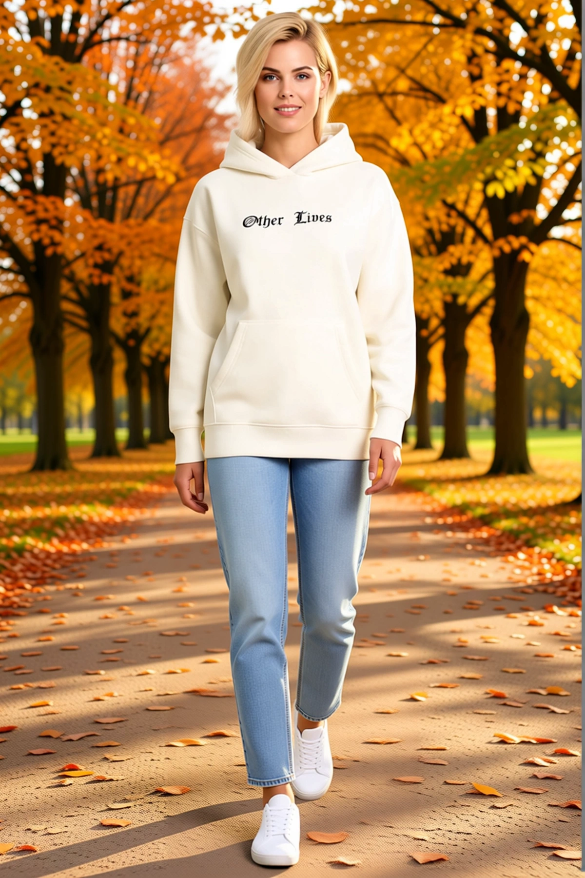 Kadın Üç İplik Kapüşonlu Sweatshirt Hoodie Sırtı Gotik Yazı ve Maske Desen Baskılı Bol Kesim Rahat