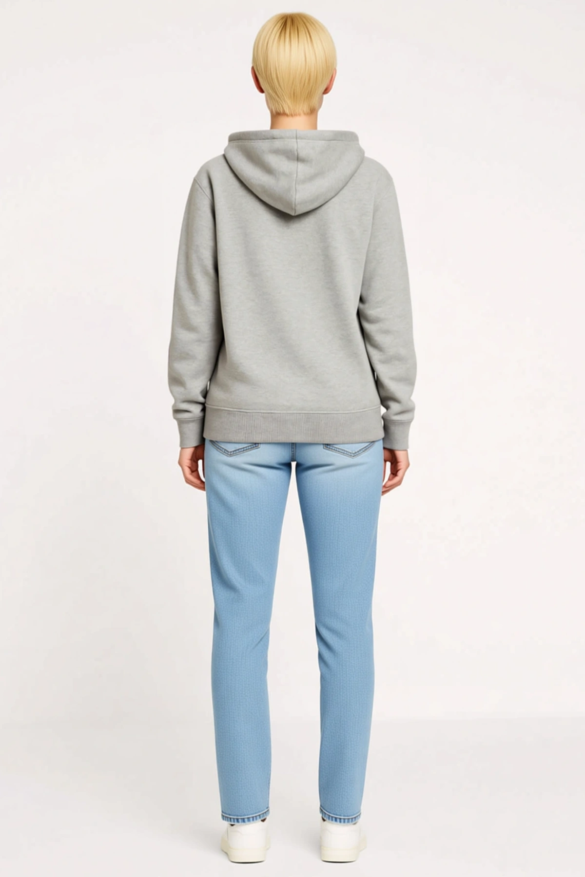 Kadın Üç İplik Kapüşonlu Tam Fermuarlı Sweatshirt Hoodie Kanguru Cepli Bağcıklı Ribanalı Rahat Kesim