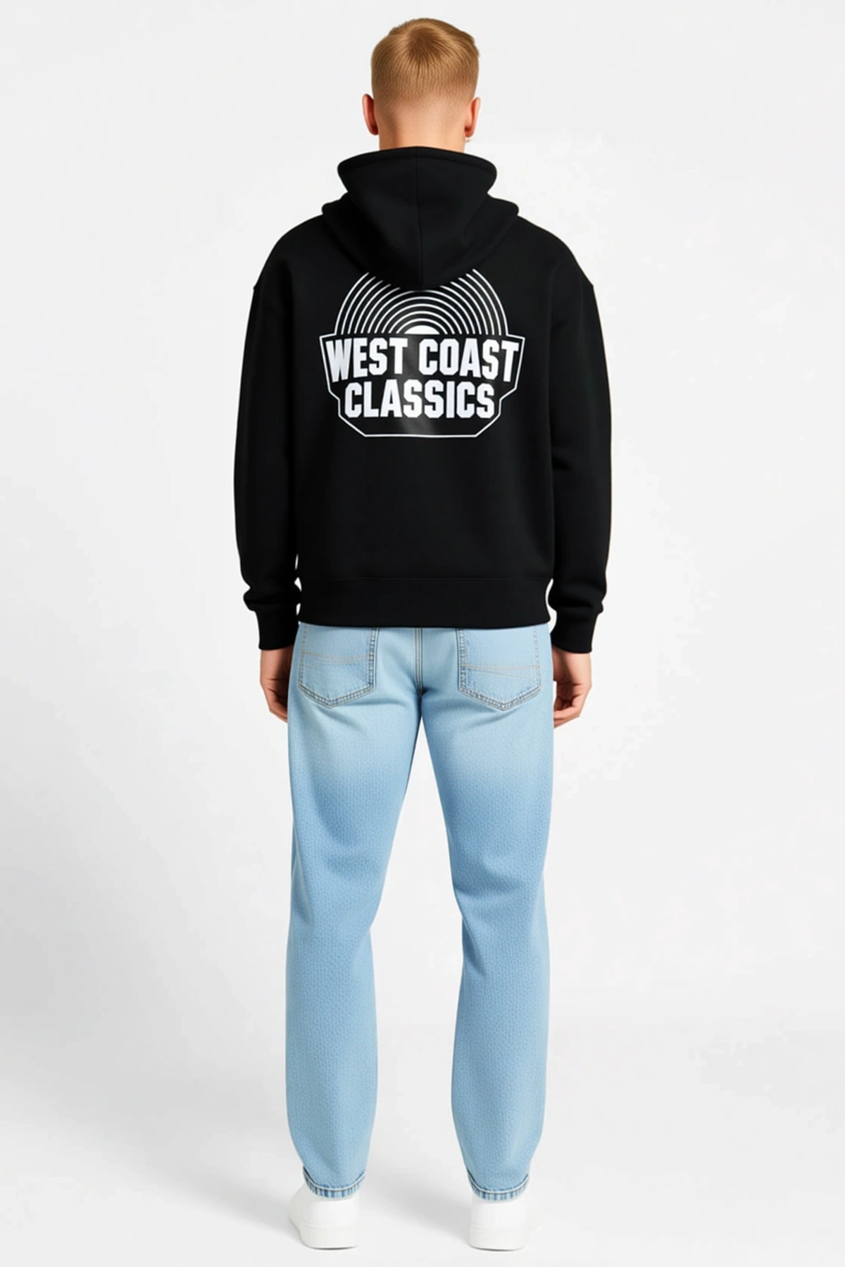 Erkek Üç İplik Kapüşonlu Ön Ve Arka Baskılı Kanguru Cepli Sweatshirt Hoodie Bağcıklı Günlük Kullanım