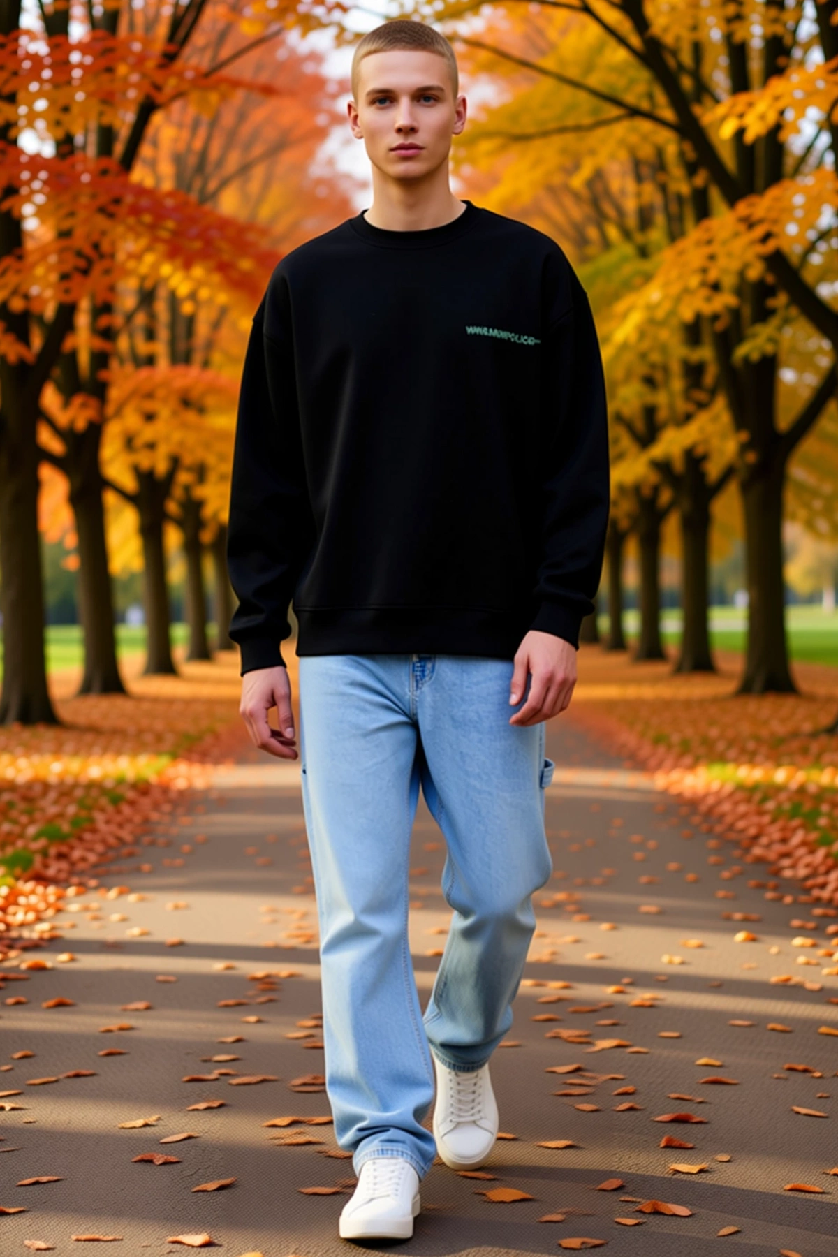 Erkek Oversize Sweatshirt Ön ve Sırt Baskılı Üç İplik İçi Pamuklu Kumaş Rahat Kalıp Ribanalı Kışlık