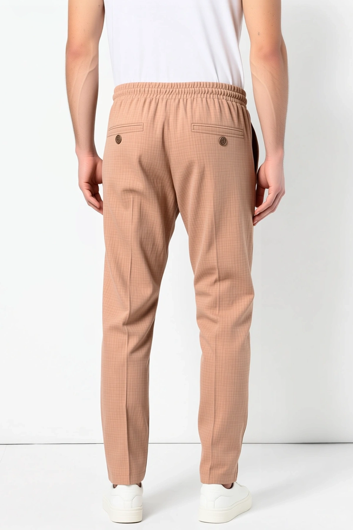 Erkek Keten Cepli Çıma Dikişli Jogger Buggy Pantolon Rahat Kalıp Belden Bağcıklı Lastikli Modern