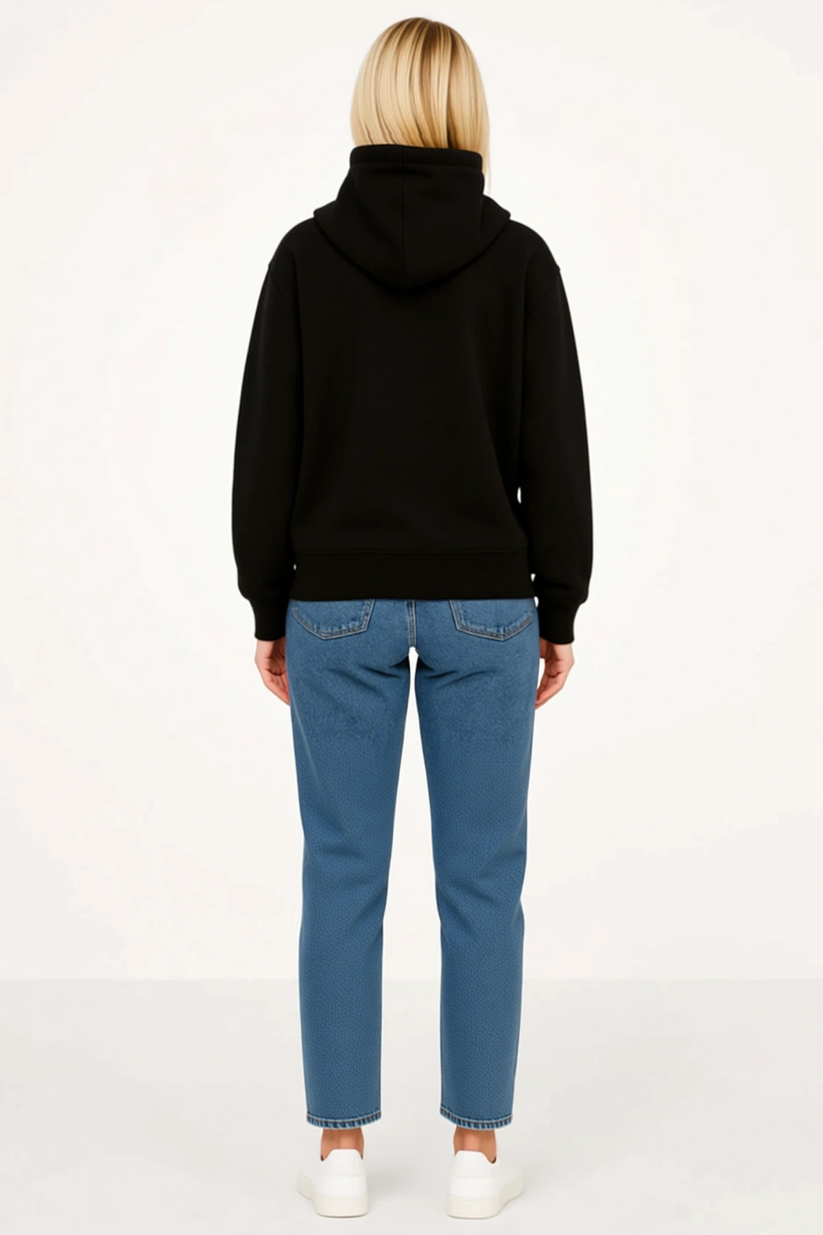 Kadın Oversize Kapüşonlu Fermuarlı Sweatshirt Hoodie Şardonlu Pamuklu Önü Baskılı Rahat Kalıp Kışlık
