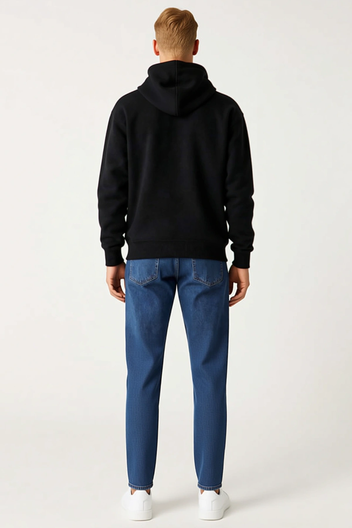 Erkek Çift Kapüşonlu Tam Fermuarlı Kanguru Cepli Hoodie Sweatshirt Yüksek Yaka Rahat Kalıp Günlük