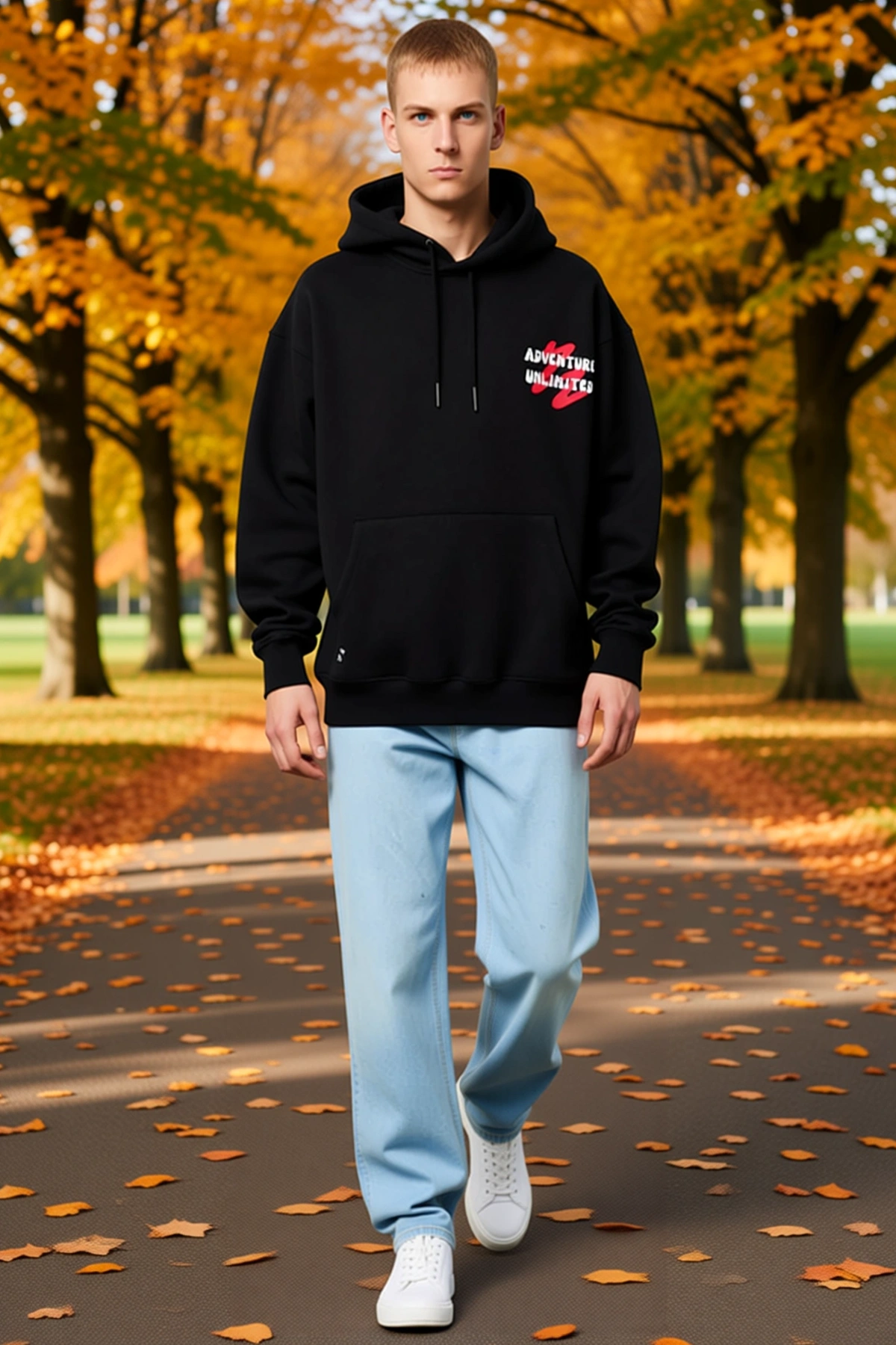Erkek Güvercin Baskılı Kapüşonlu Oversize Sweat Şapkalı Sırt Tasarımlı Uzun Kollu Rahat Kesim Günlük